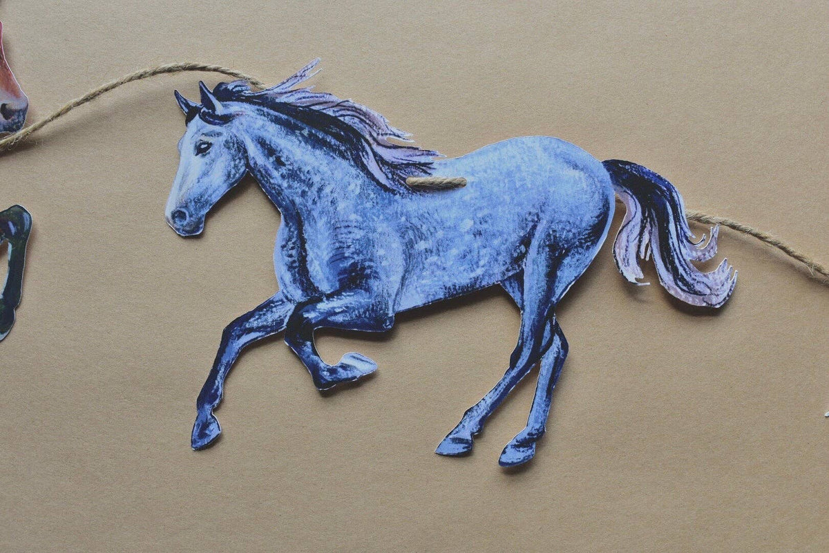 Horse Garland - illustrated paper garland - equestrian party decor - horse lover gift