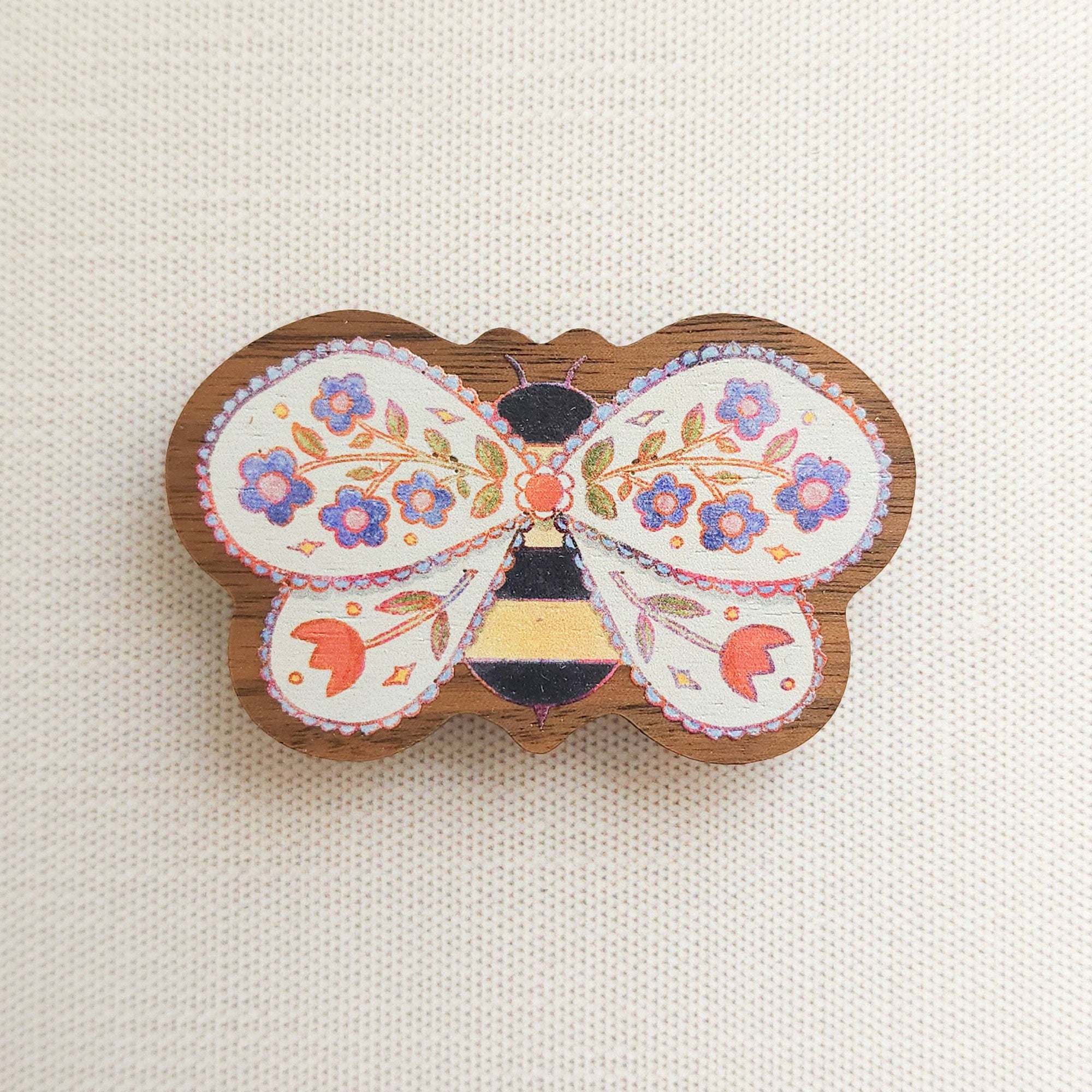 Floral Bee Refrigerator Magnet