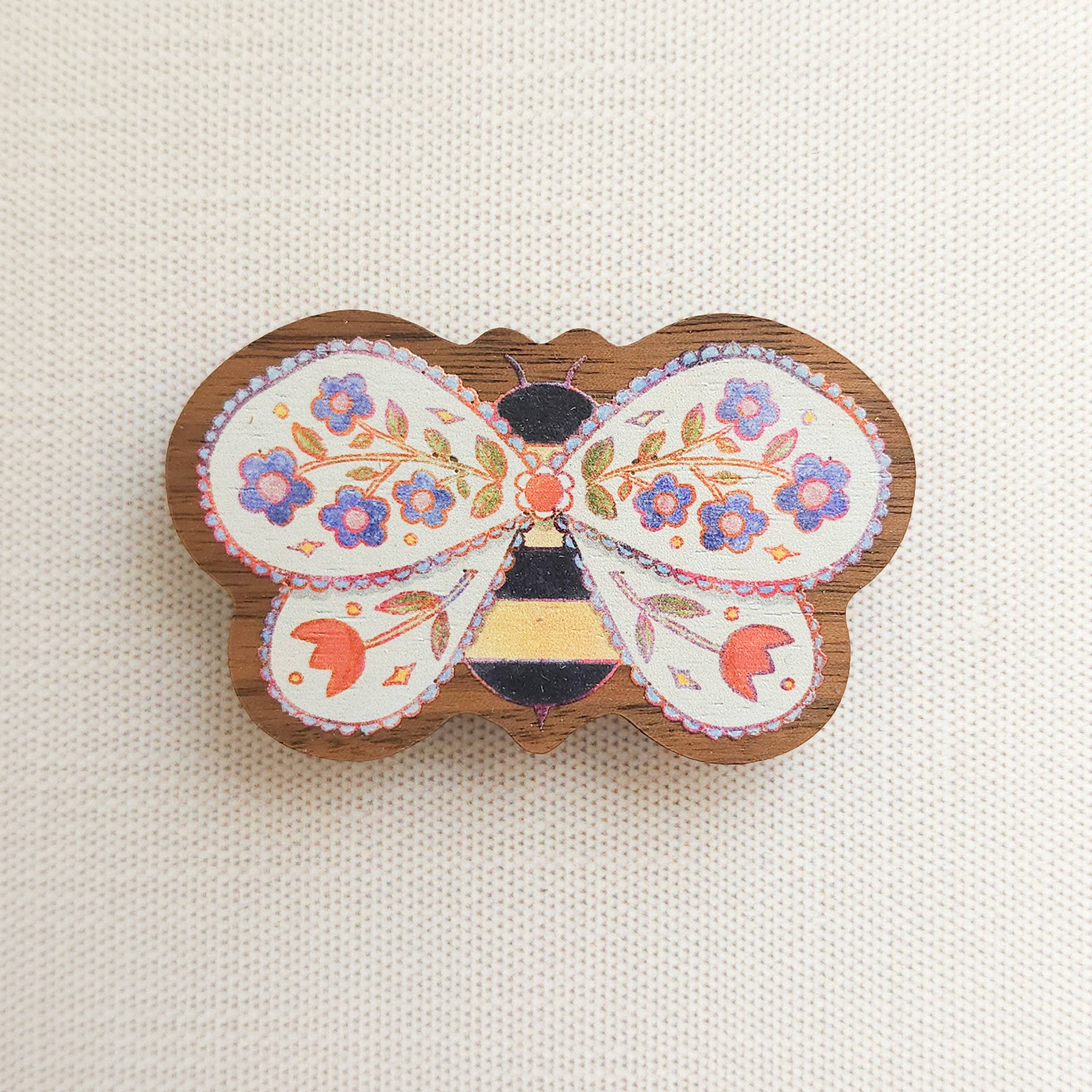 Floral Bee Refrigerator Magnet