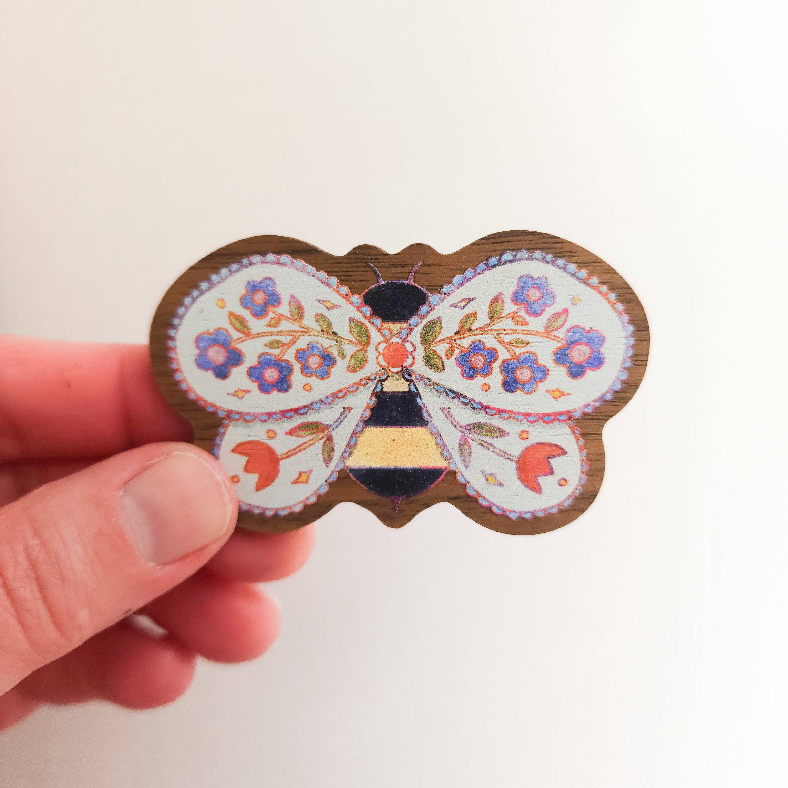 Floral Bee Refrigerator Magnet