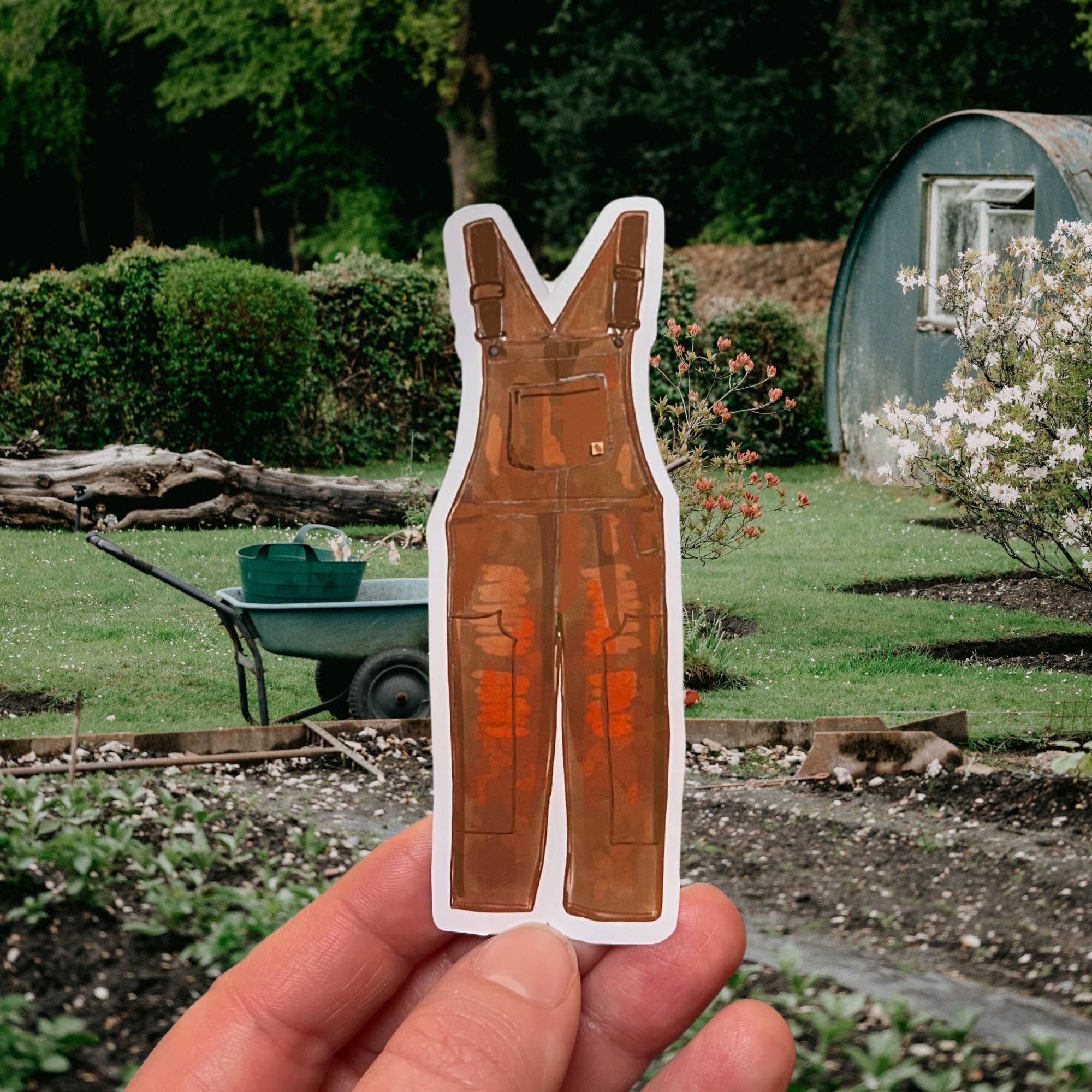Overalls Vinyl Stickers, Cottagecore Sticker, garden sticker