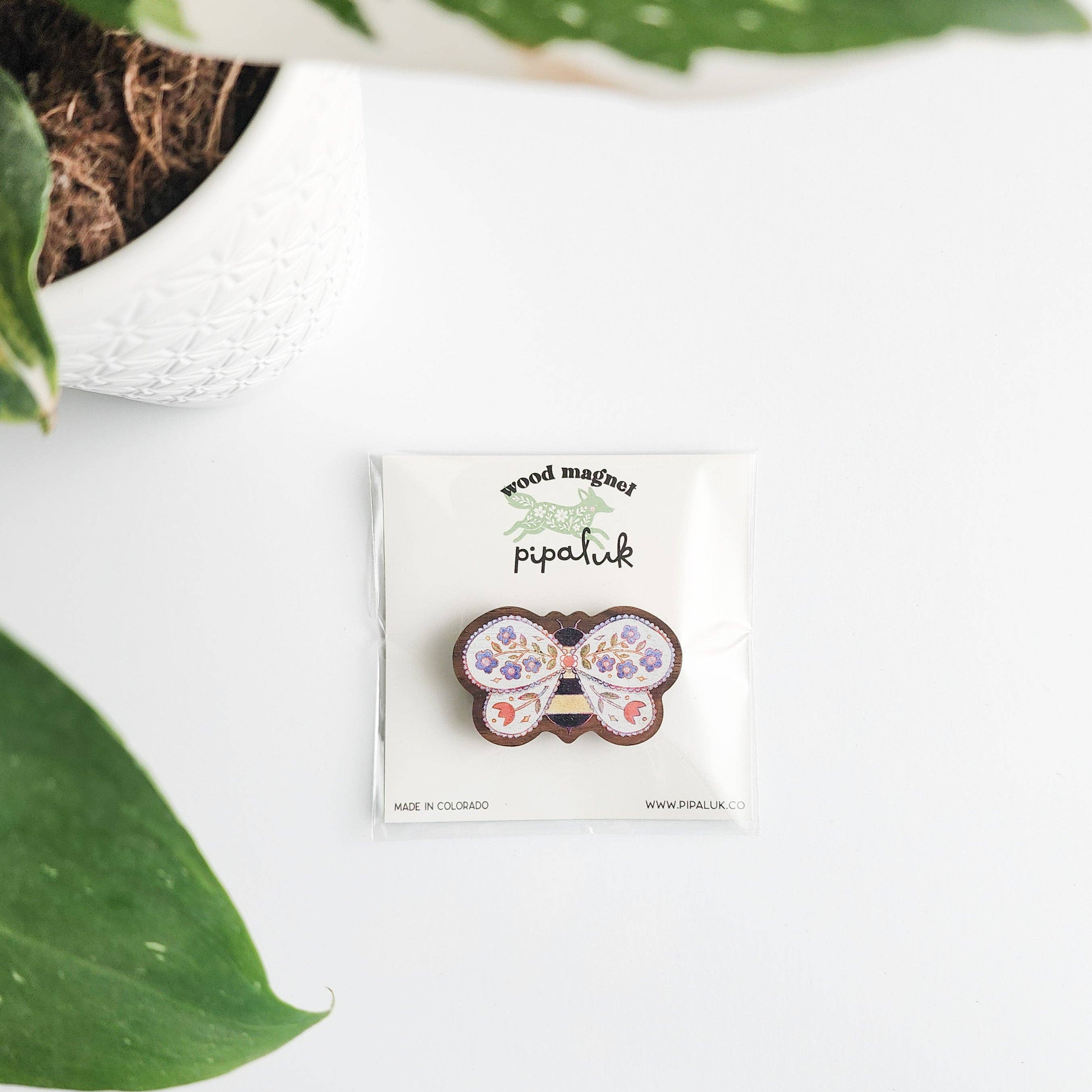 Floral Bee Refrigerator Magnet