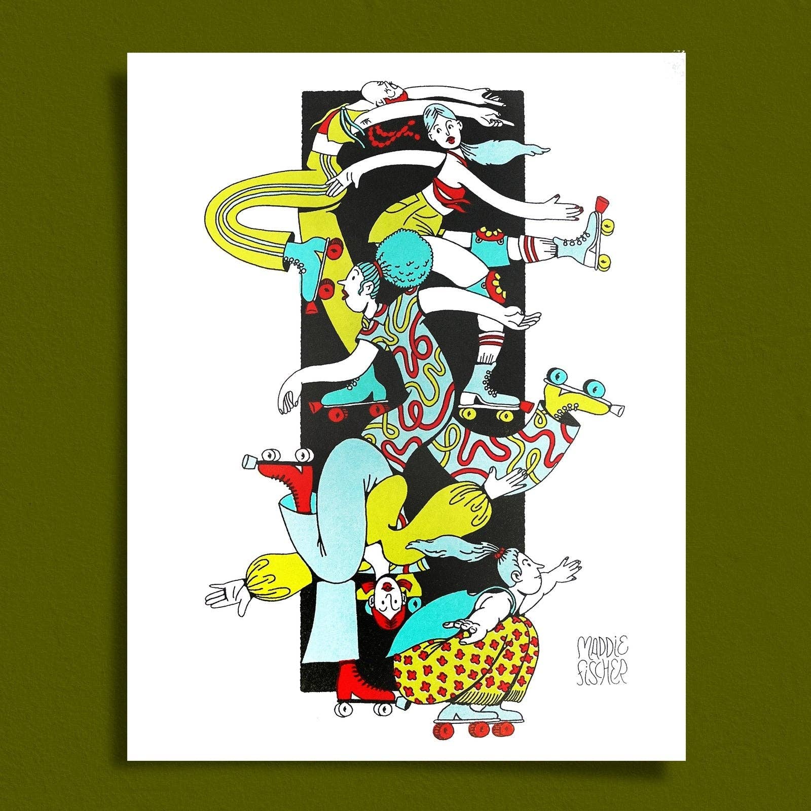 Riso Print: Skate Tower in Mint & Lime
