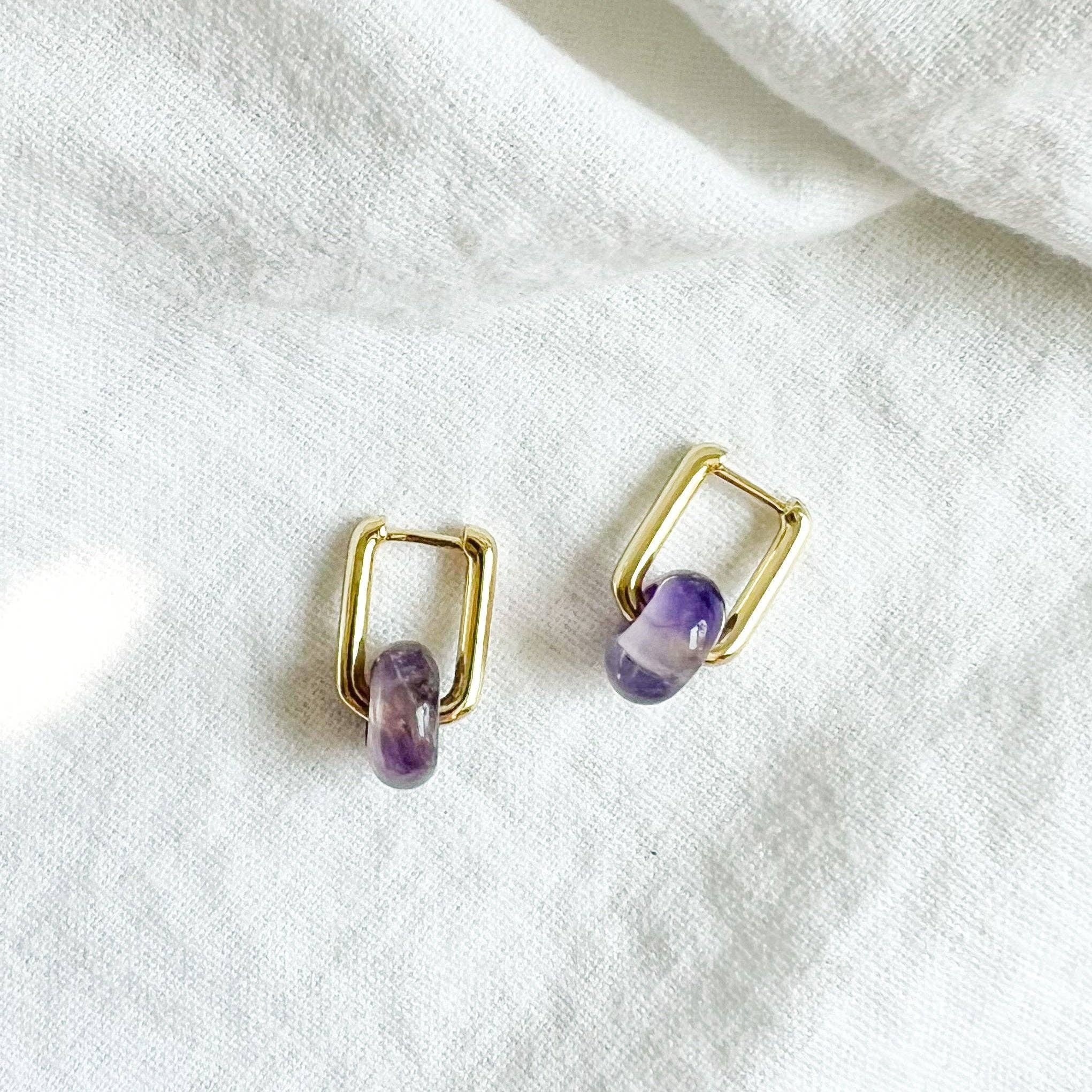 Amethyst Huggie Hoop