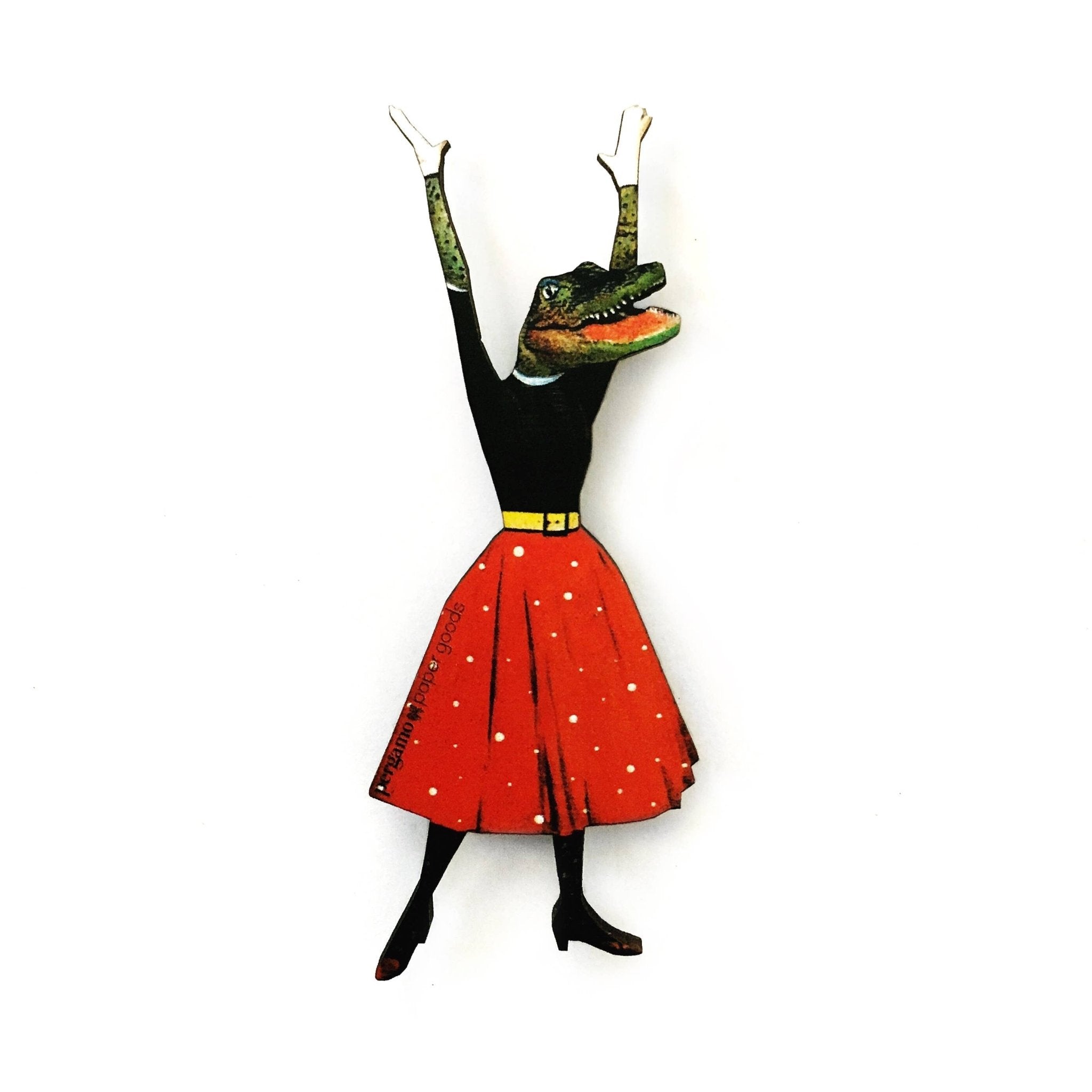 Pergamo Paper Goods - Alligator Lady Wood Magnet - VISUAL INDEX