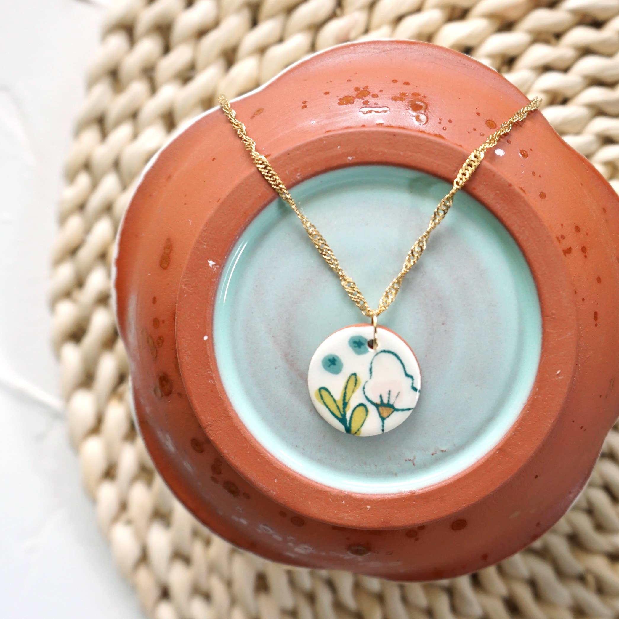 Charm Necklace Berry Floral