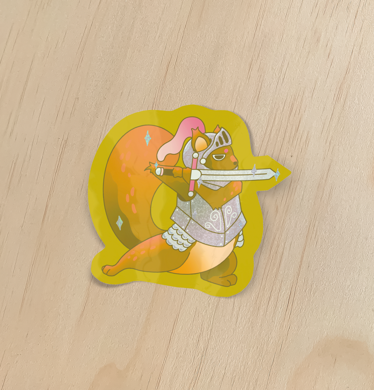 Squirrel Knight Holographic Sticker
