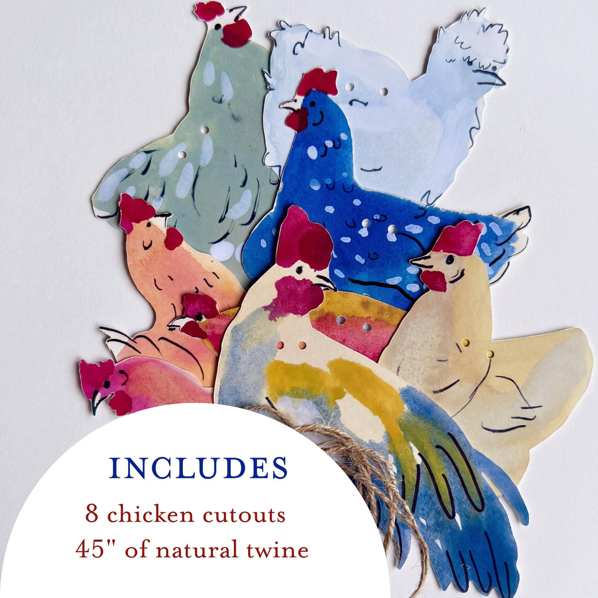 Chicken garland - Illustrated paper garland, Nature Lover Bunting