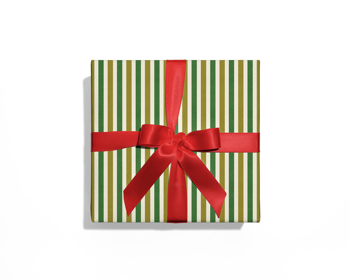 Green Stripe Wrapping Paper- Roll of 3 Sheets
