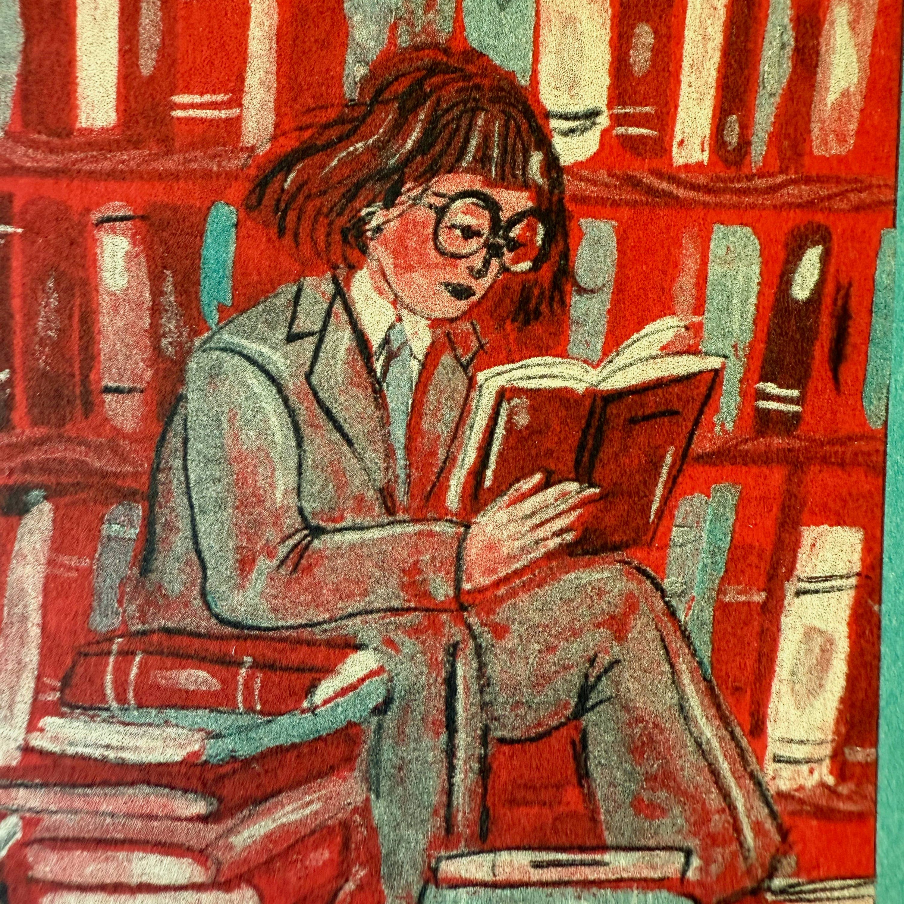 Reader in a Green Suit Riso print