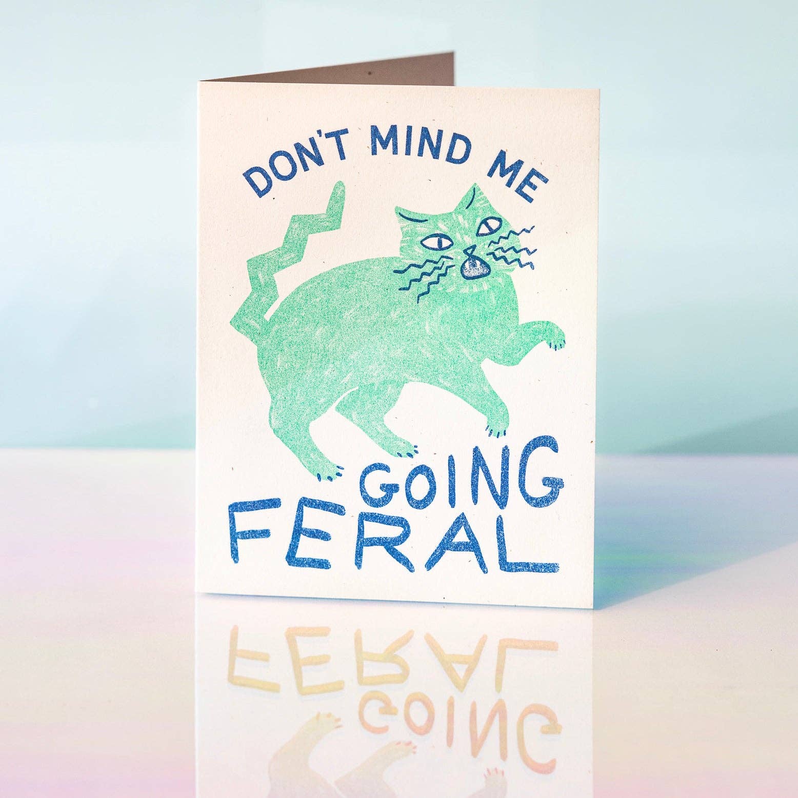 Going Feral Cat - Risograph Greeting Card