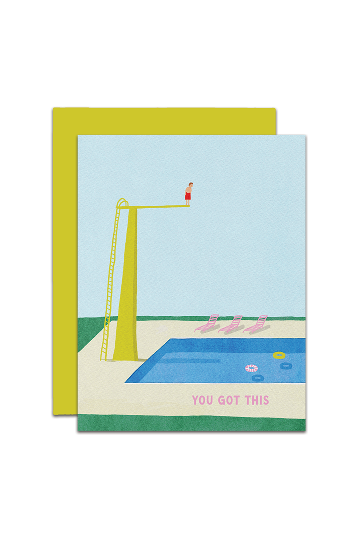 Poolside Panic- Encouragement Blank Greeting Card