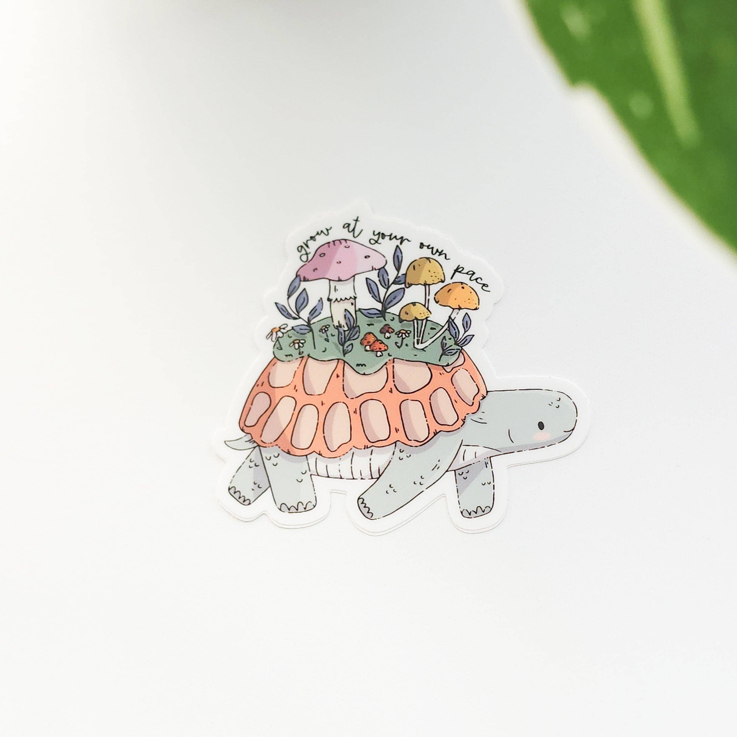 Mushroom Meadow Turtle Vinyl Sticker