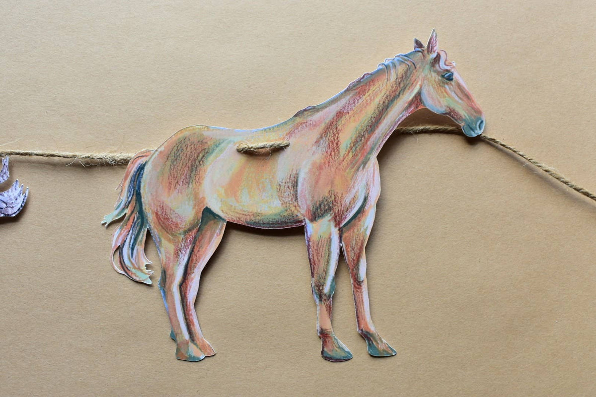 Horse Garland - illustrated paper garland - equestrian party decor - horse lover gift
