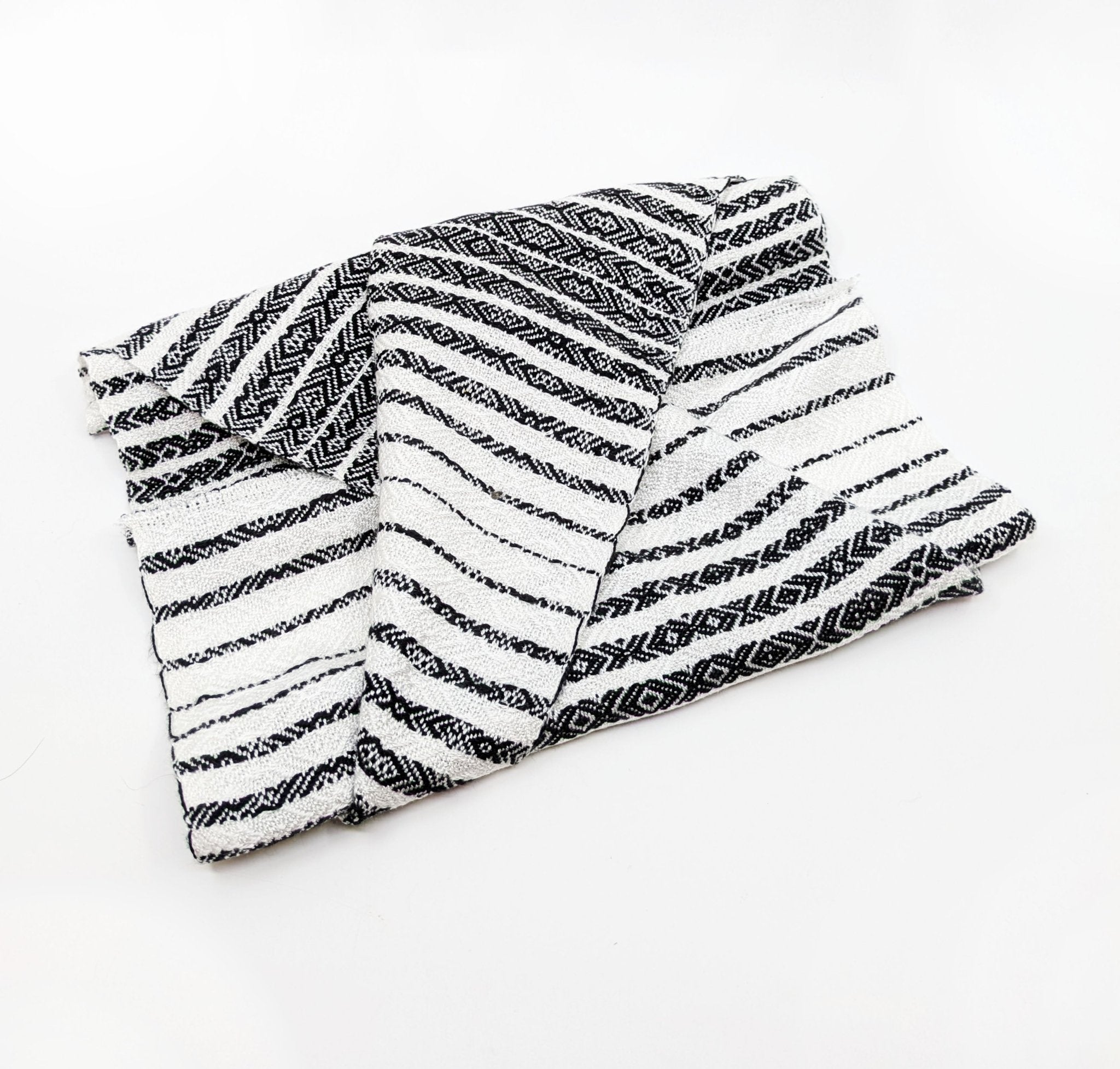 Lunadendron - Handwoven Mountaineer Cowl - Black & White Stripes - VISUAL INDEX