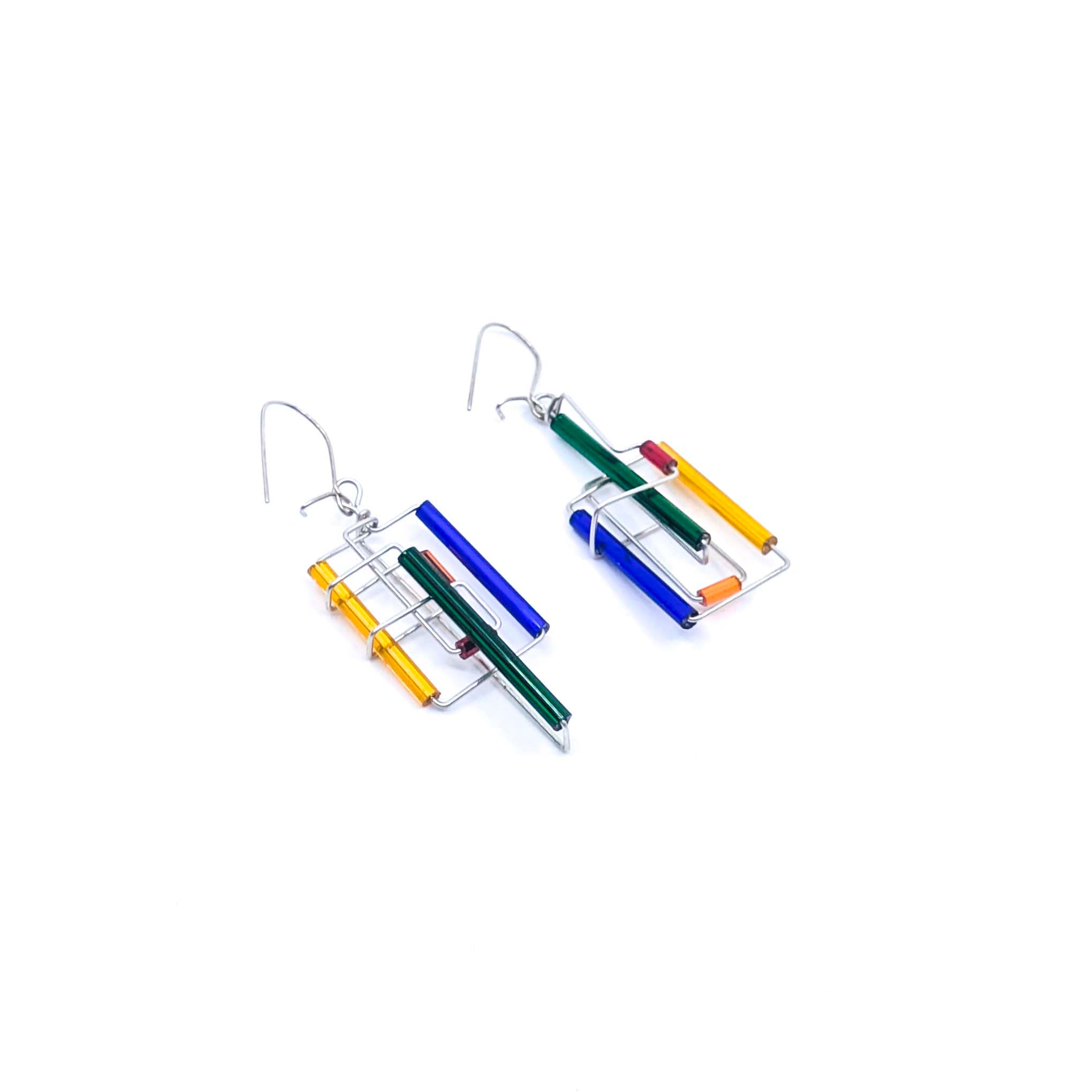Barb-Wire Yin and Yang Asymmetric Earrings: BWE-YY2
