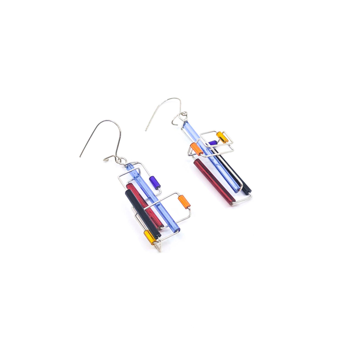 Barb-Wire Yin and Yang Asymmetric Earrings: BWE-YY3
