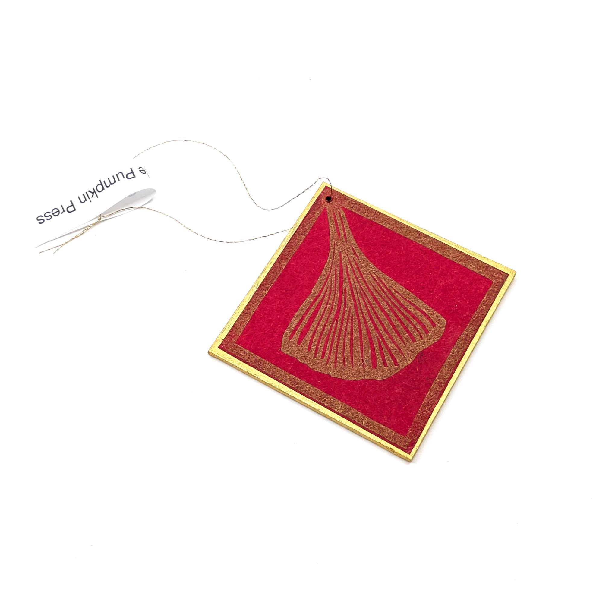 Block Printed Ginkgo Leaf Ornaments