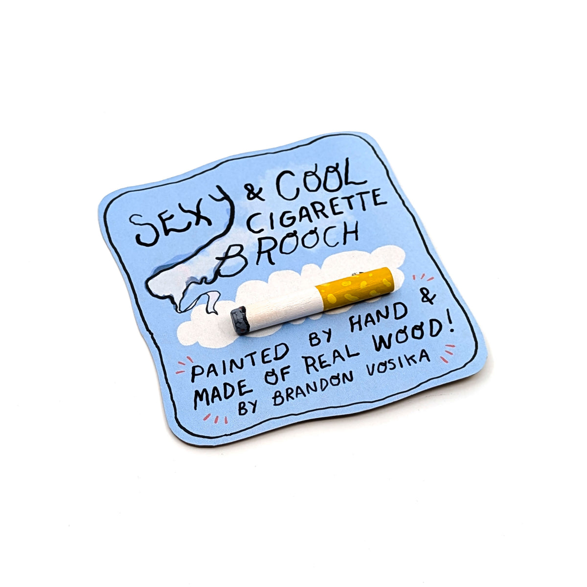 Handmade Wooden Cigarette Brooch