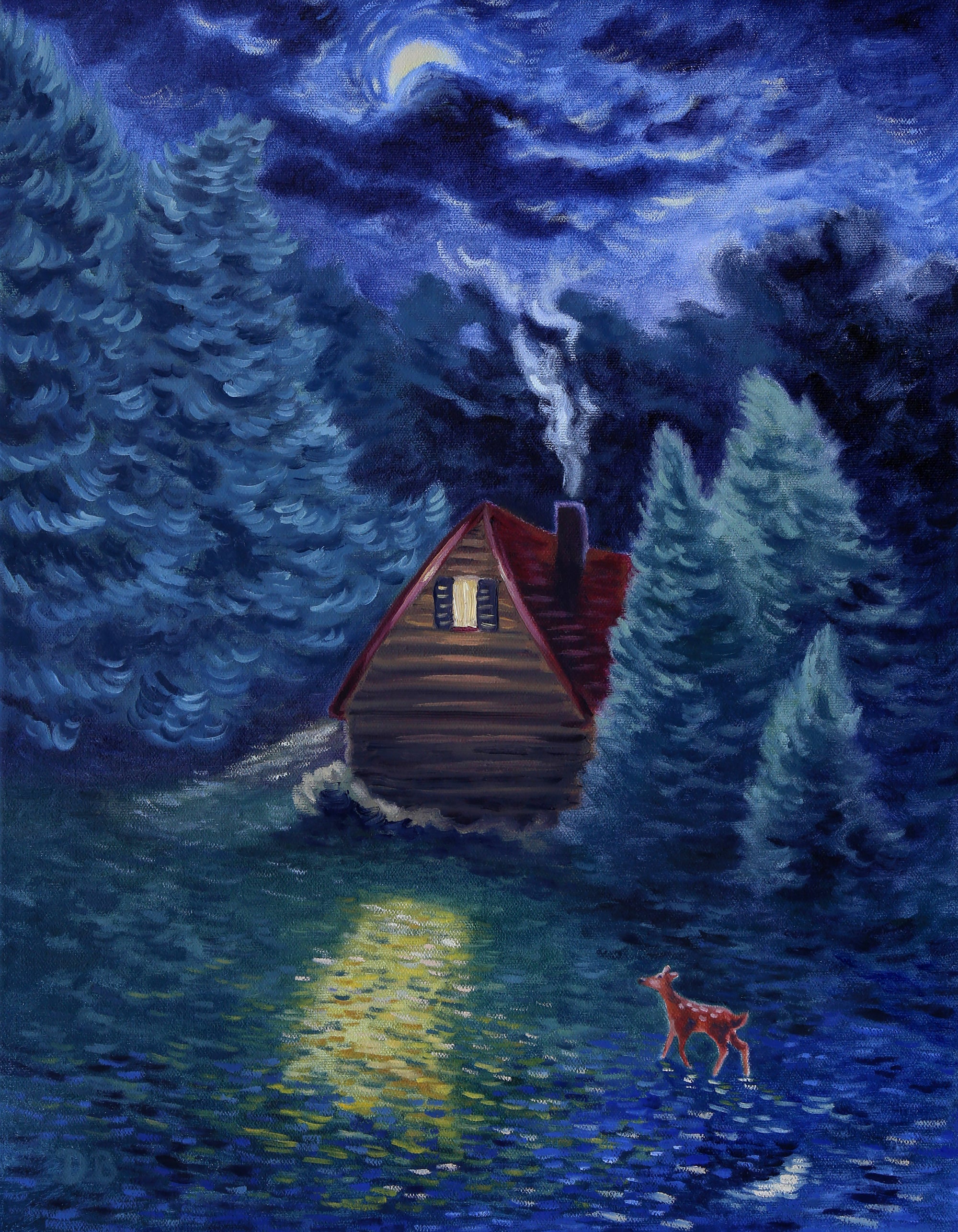 Wandering the Nightly Shore- Original Painting