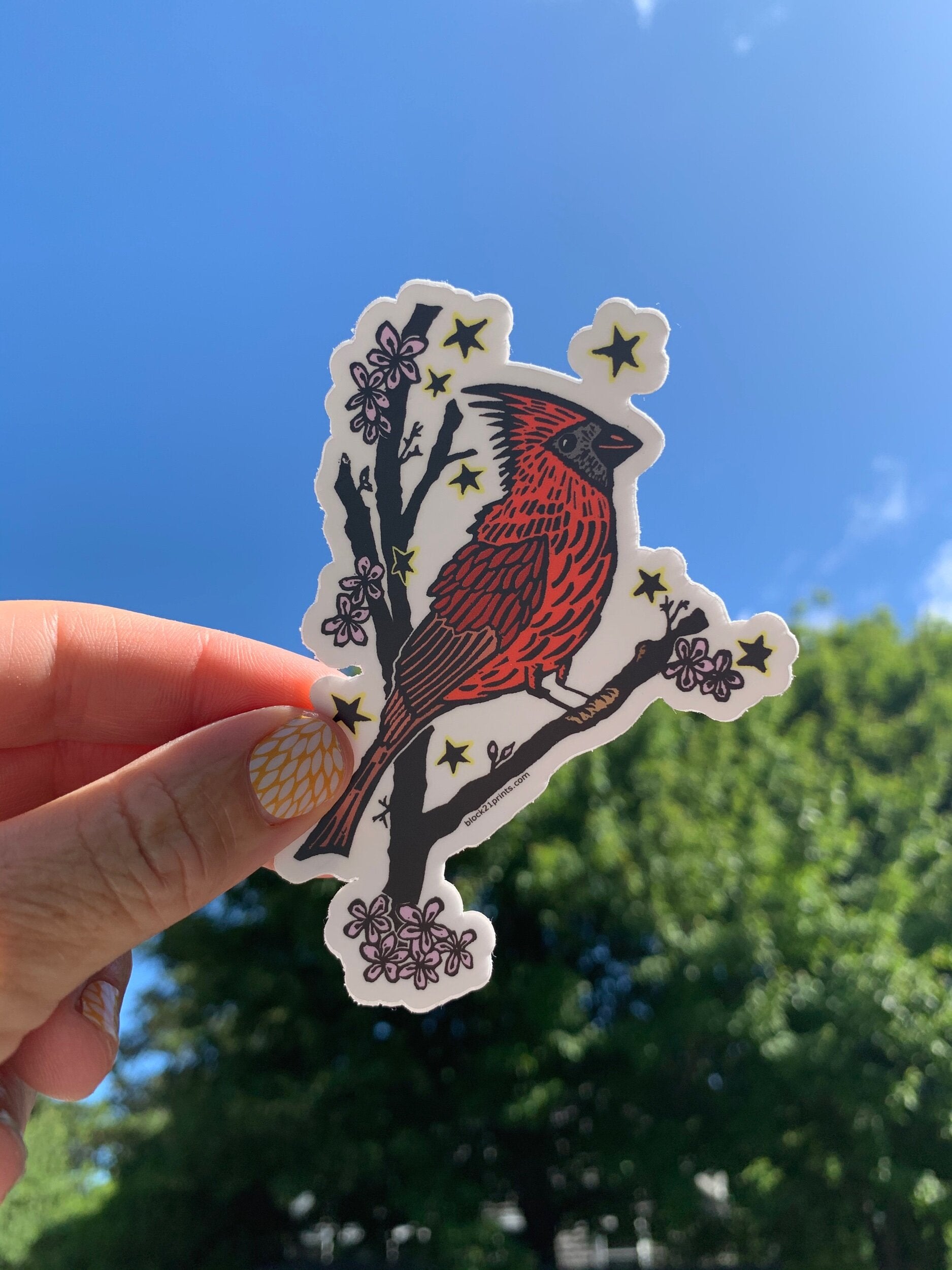 Cardinal on Branch- Sticker