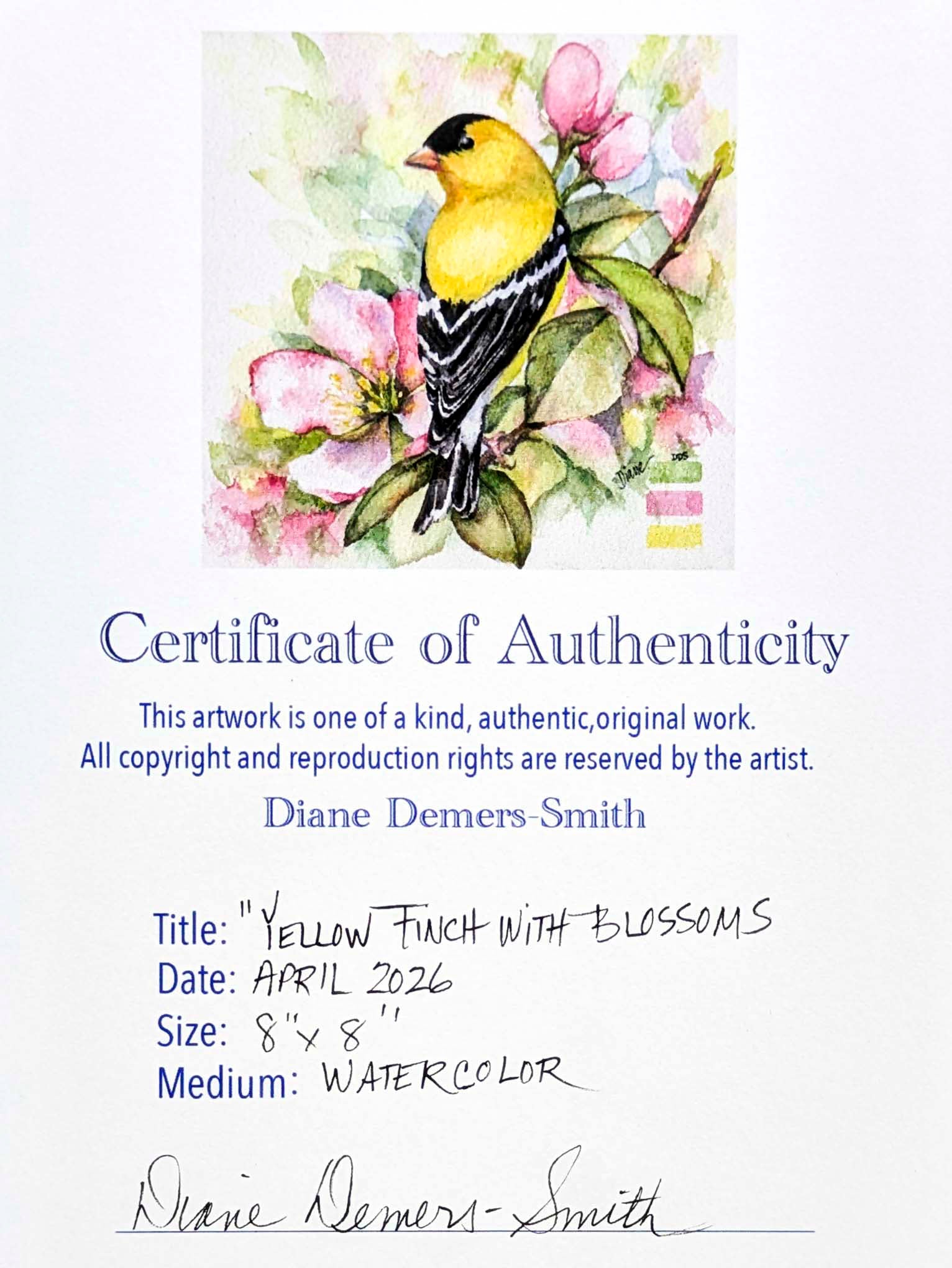 Yellow Finch- Original Watercolor Painting