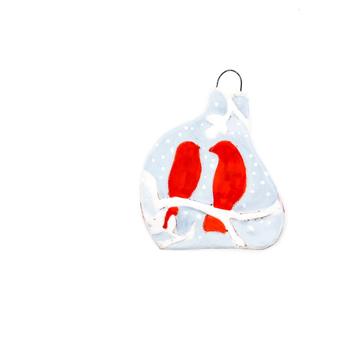 Diane Demers - Smith - Ornaments - Two Red Birds (Blue Background) - VISUAL INDEX