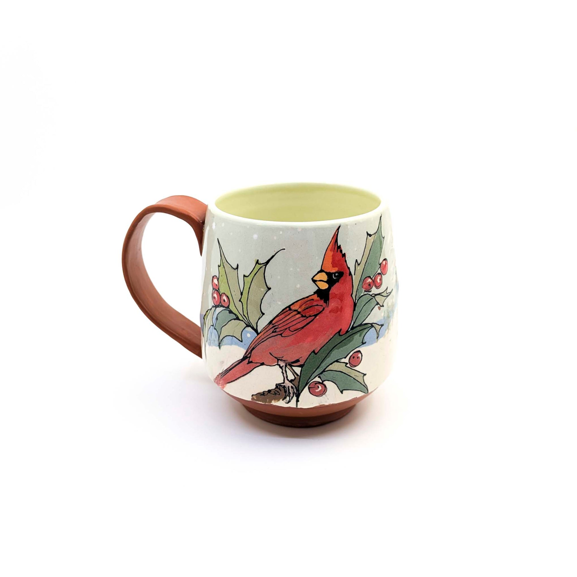Cardinal Holly Winter Trees Scene Mug