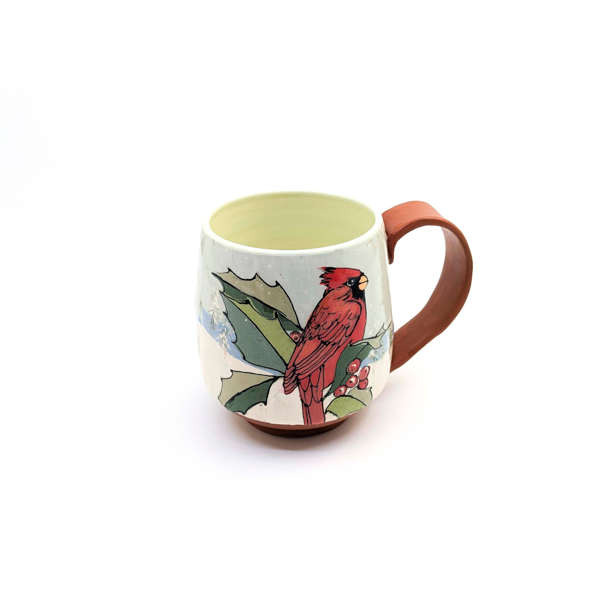 Cardinal Holly Winter Trees Scene Mug