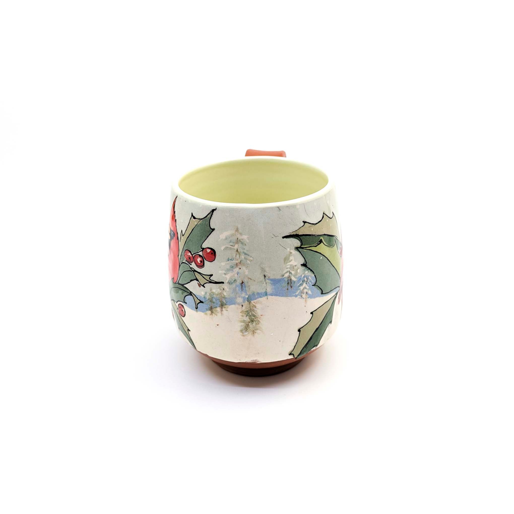 Cardinal Holly Winter Trees Scene Mug
