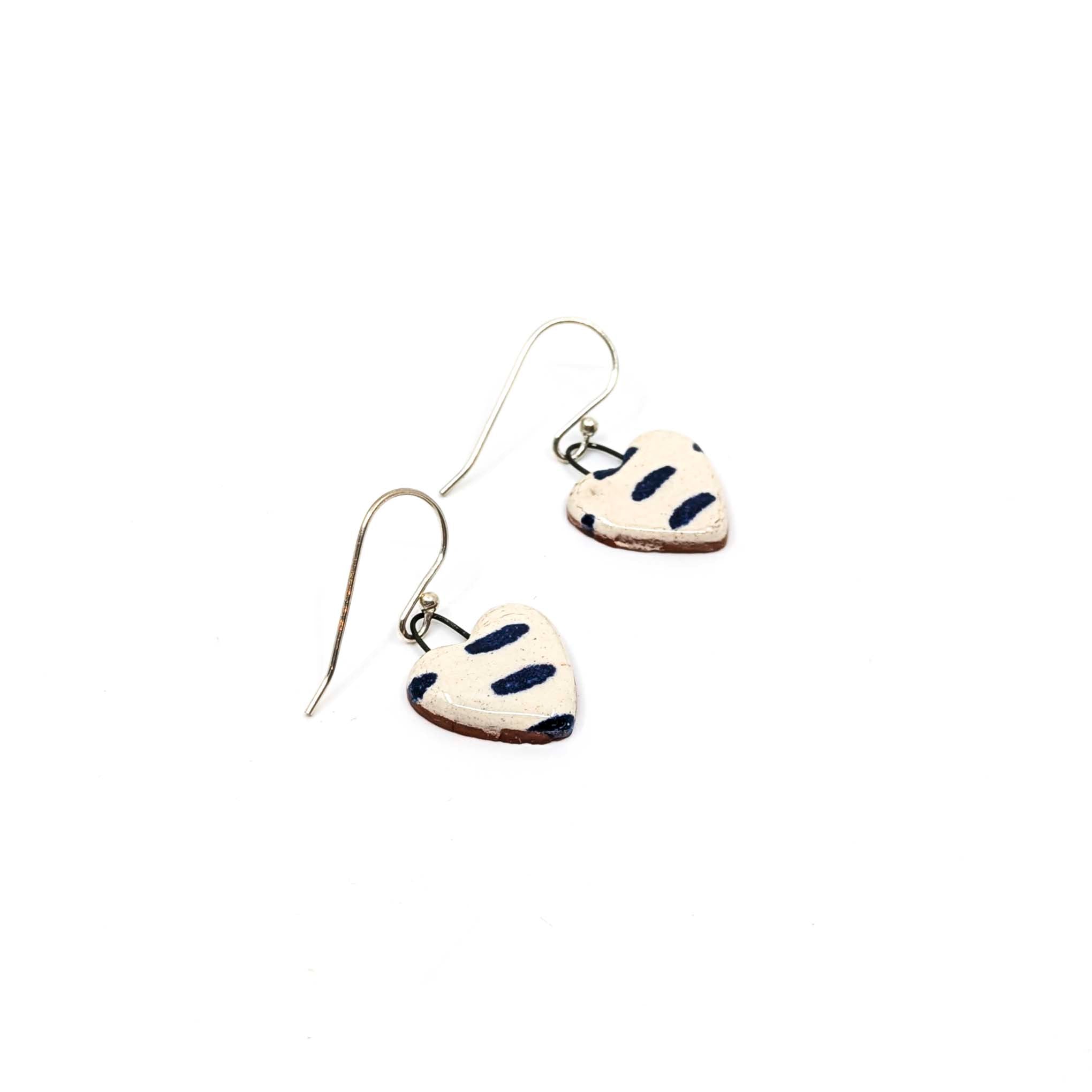Small Navy Heart Earrings 2