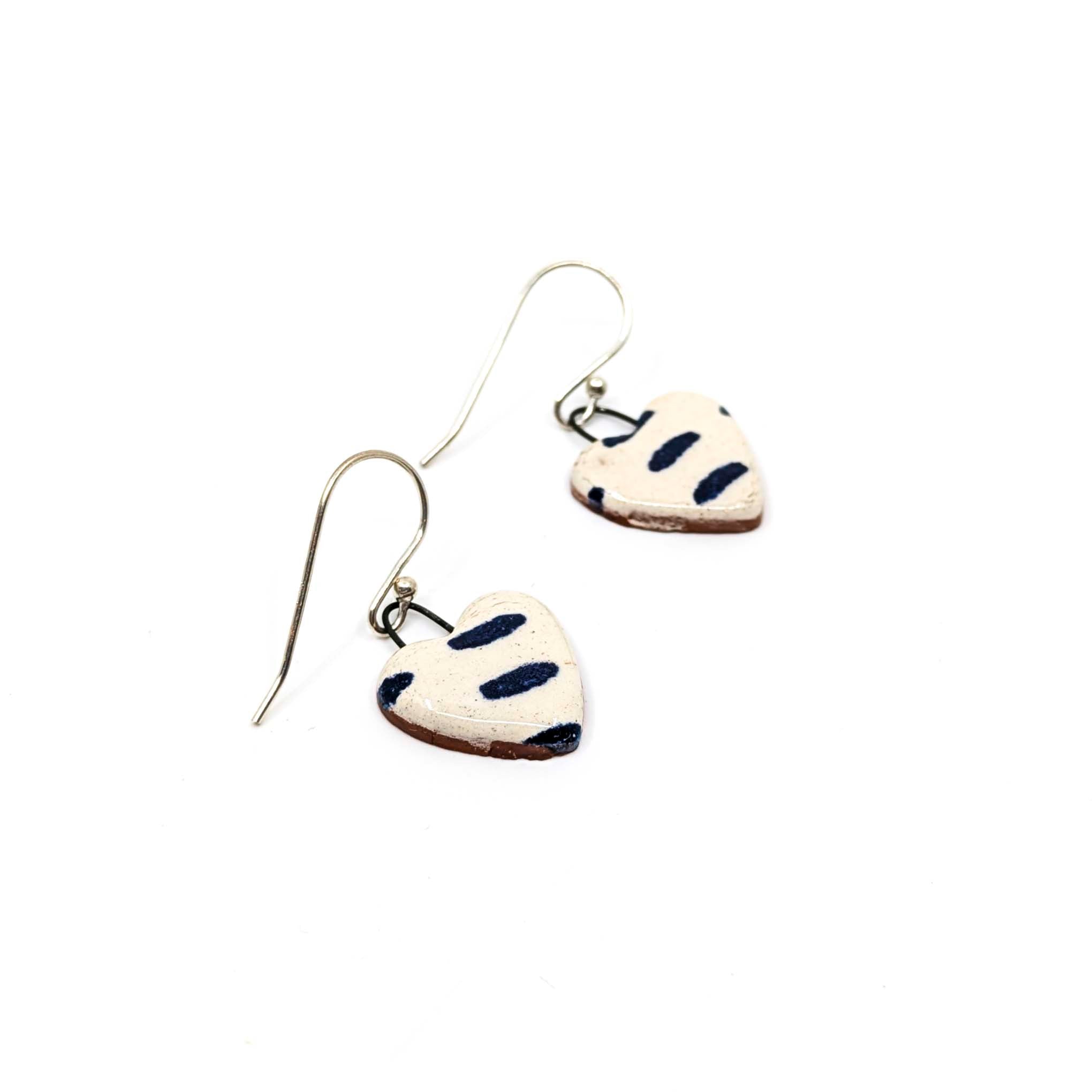 Small Navy Heart Earrings 2