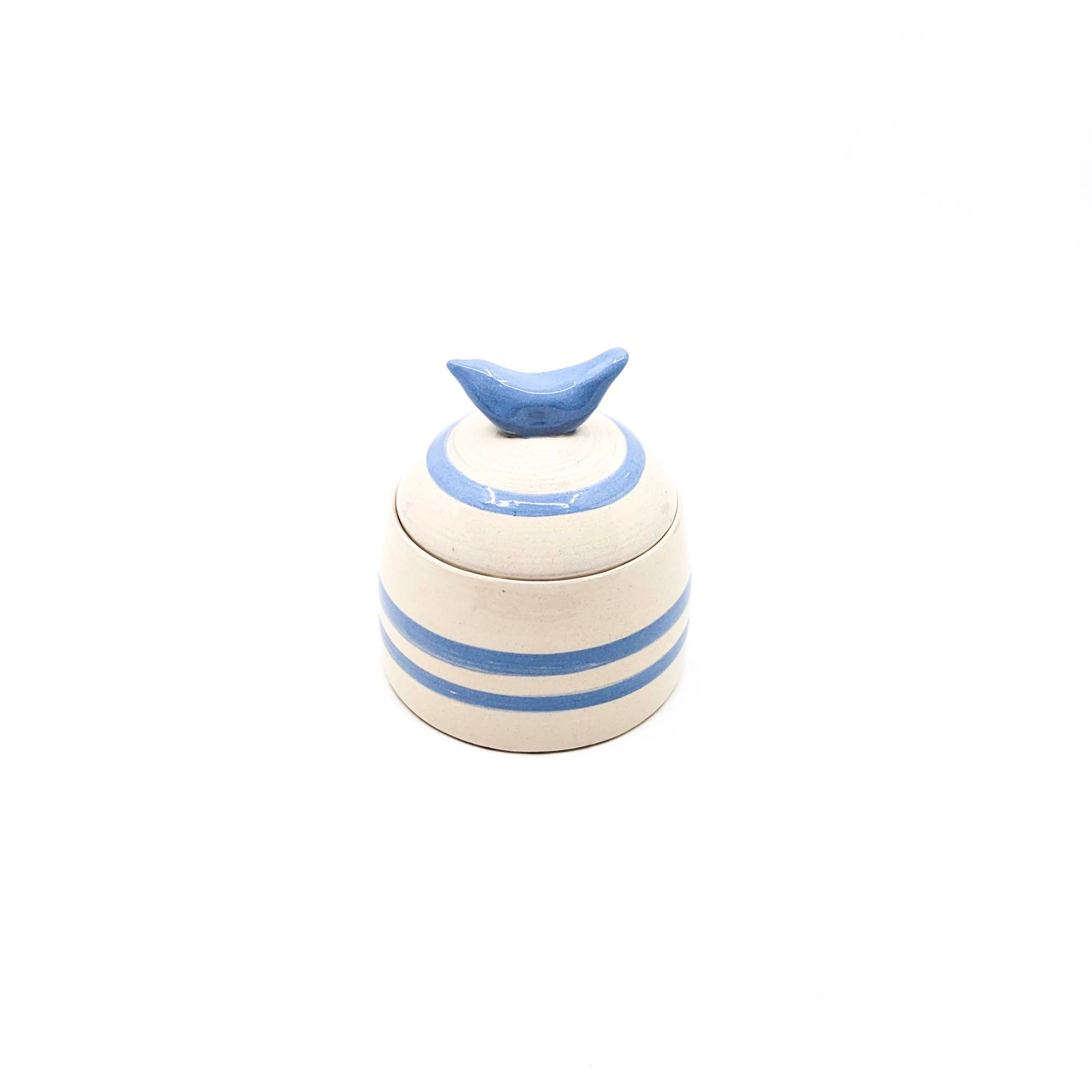 Blue Bird Lidded Sugar Bowl
