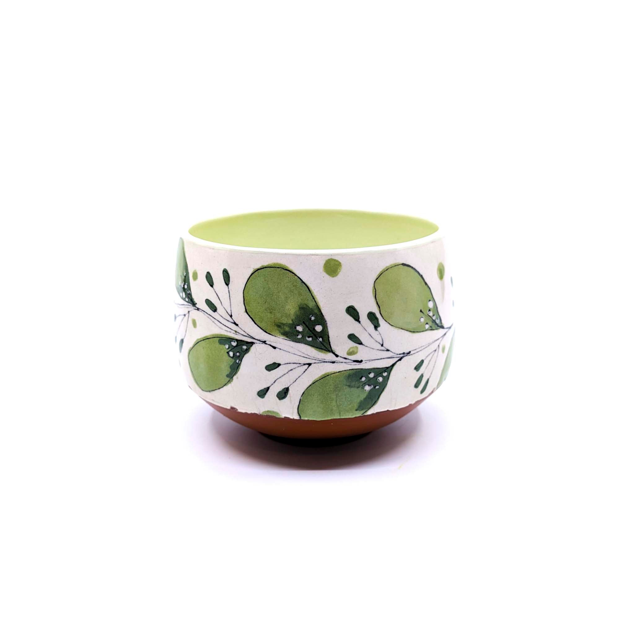 Green & Cream Leaf Design Bowl