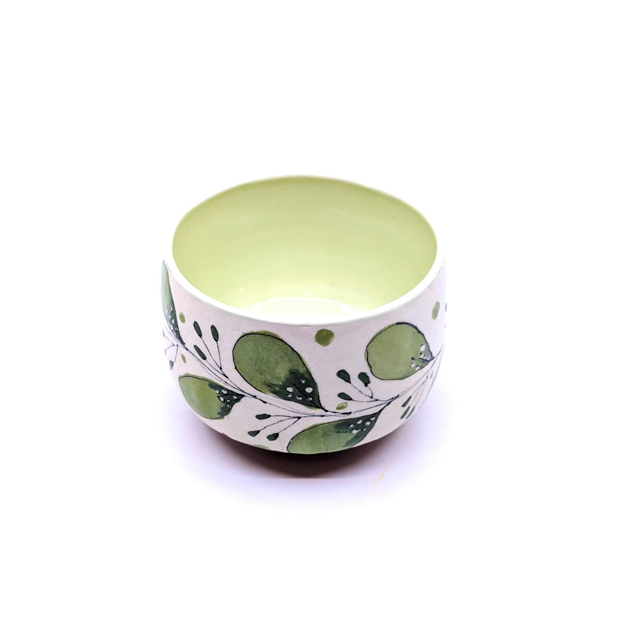 Green & Cream Leaf Design Bowl