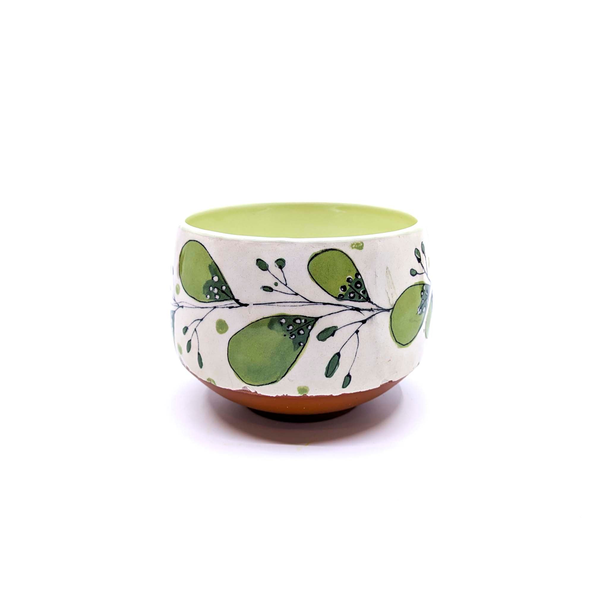 Green & Cream Leaf Design Bowl