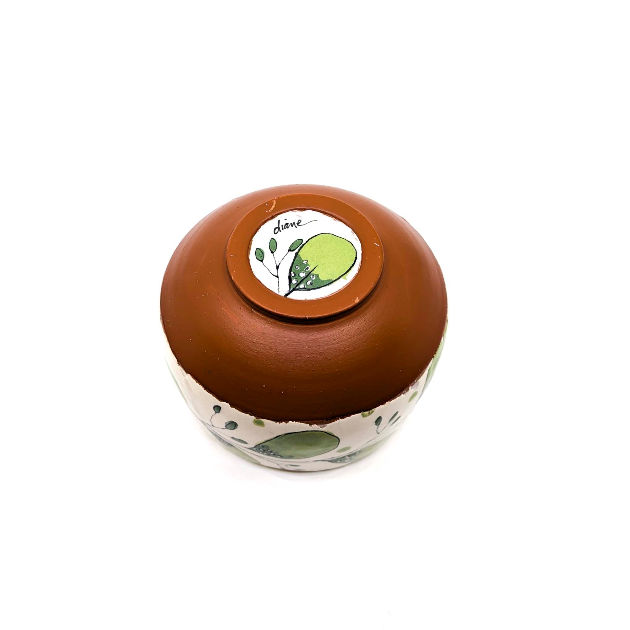 Green & Cream Leaf Design Bowl