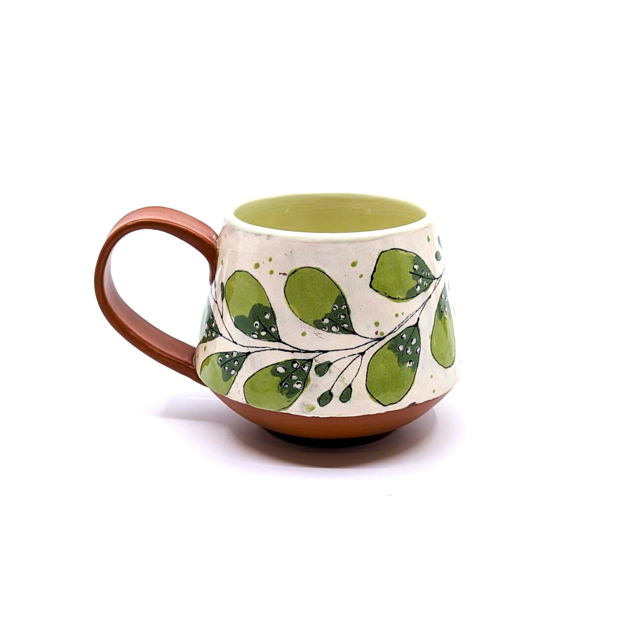Green & Cream Leaf Design Mug 1