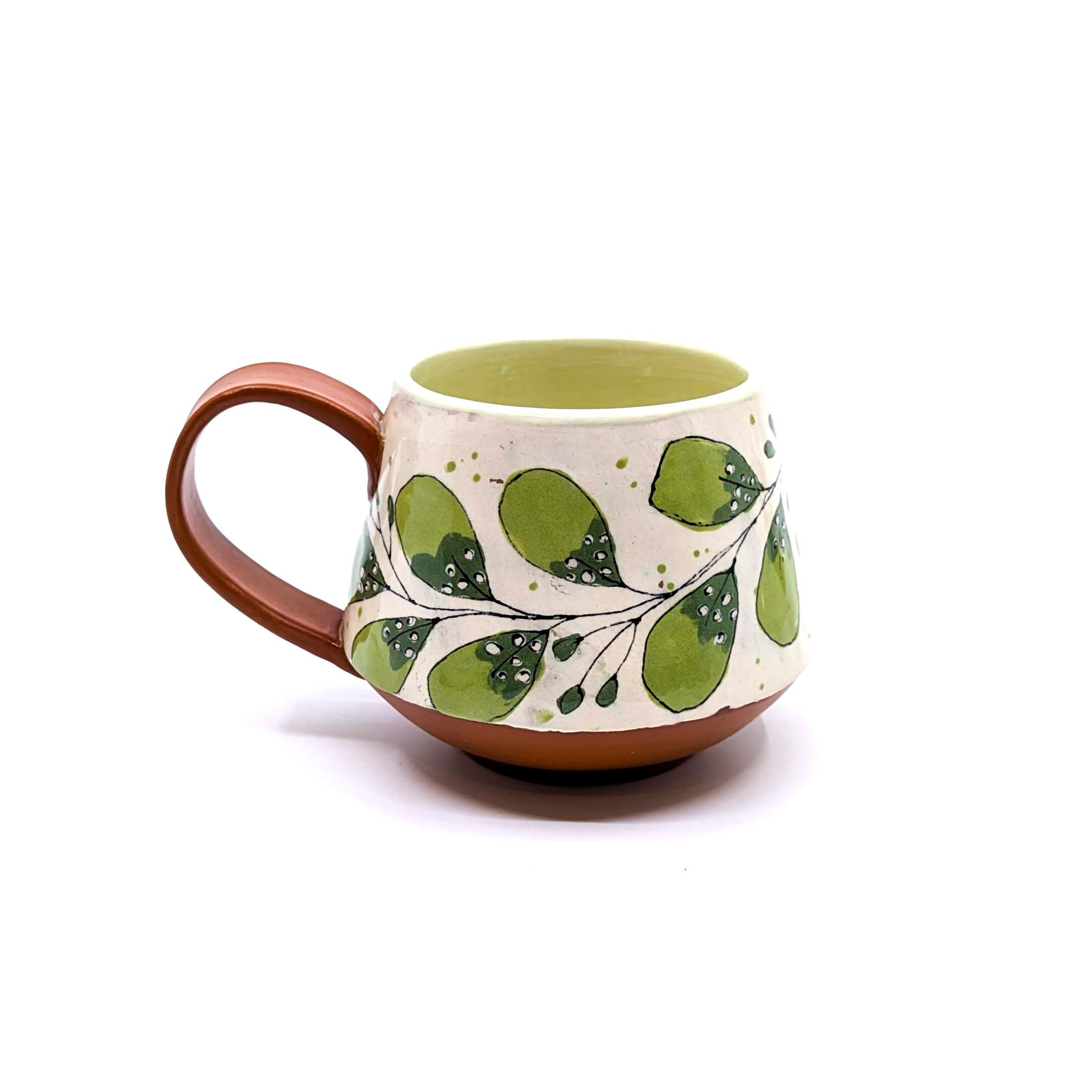 Green & Cream Leaf Design Mug 1