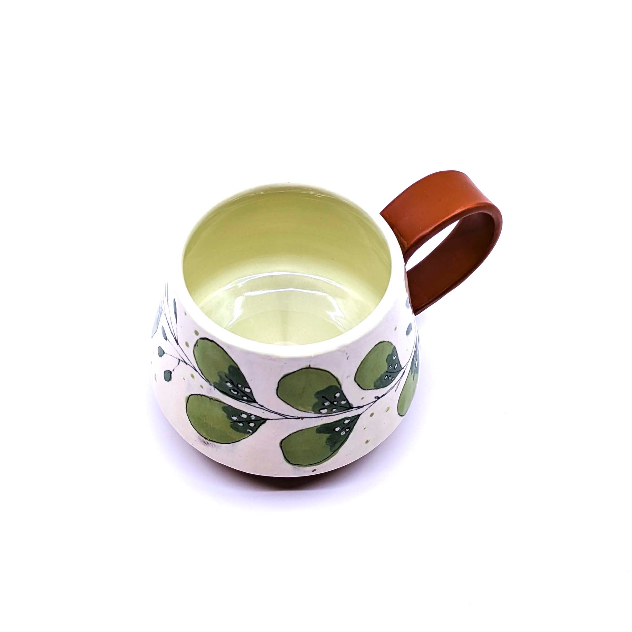 Green & Cream Leaf Design Mug 1