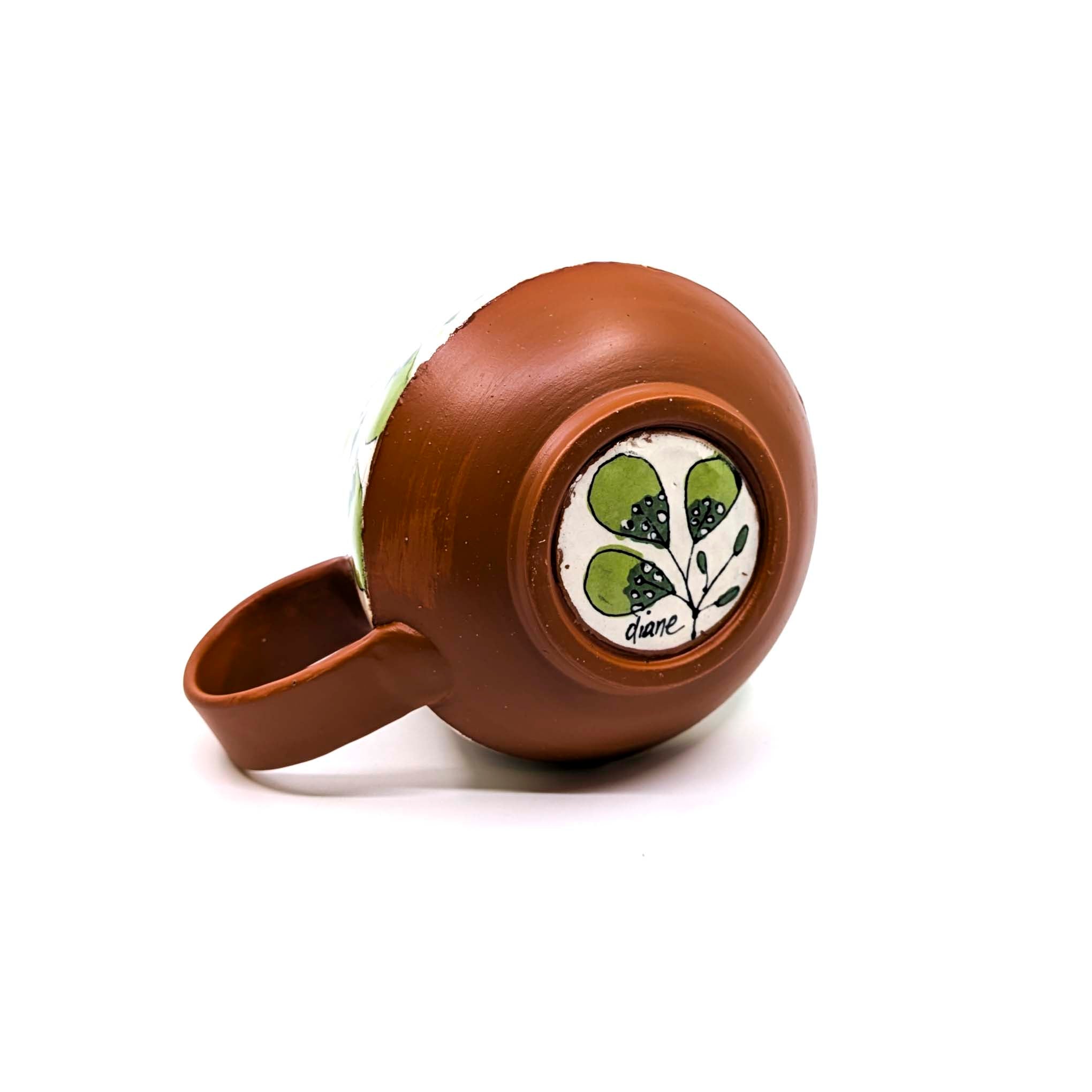 Green & Cream Leaf Design Mug 1