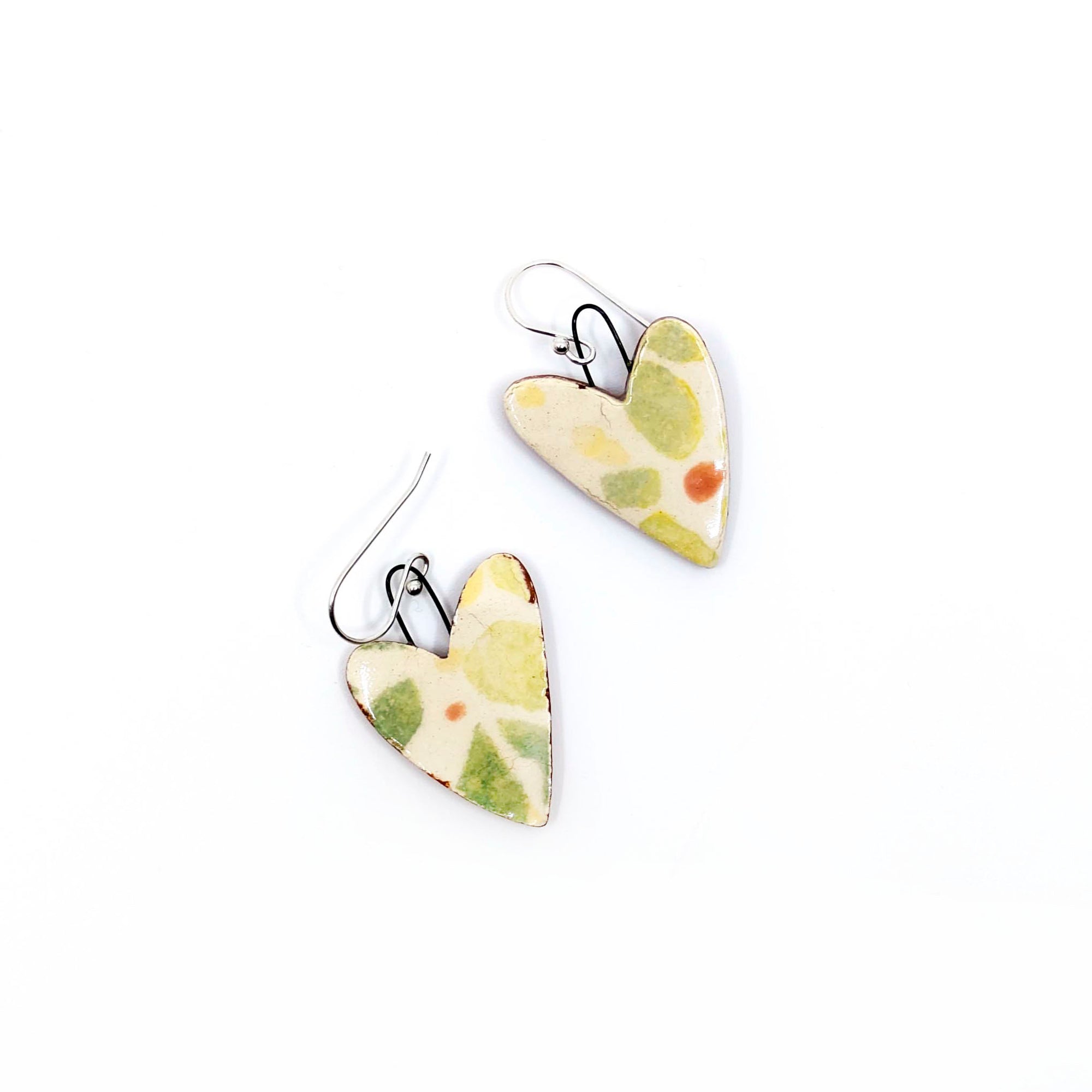 Large Abstract Floral Heart Earrings