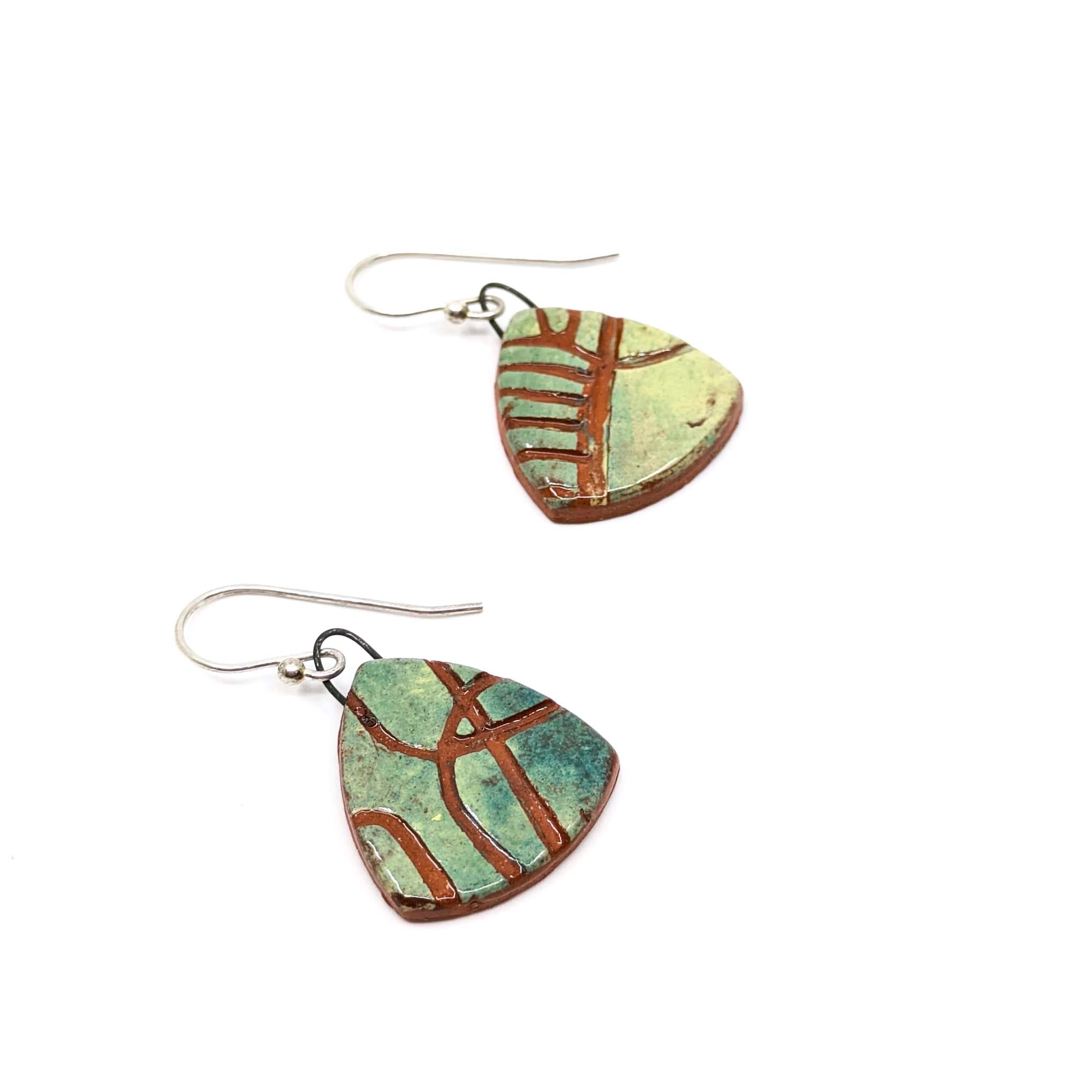 Medium Green Abstract Teardrop Earrings