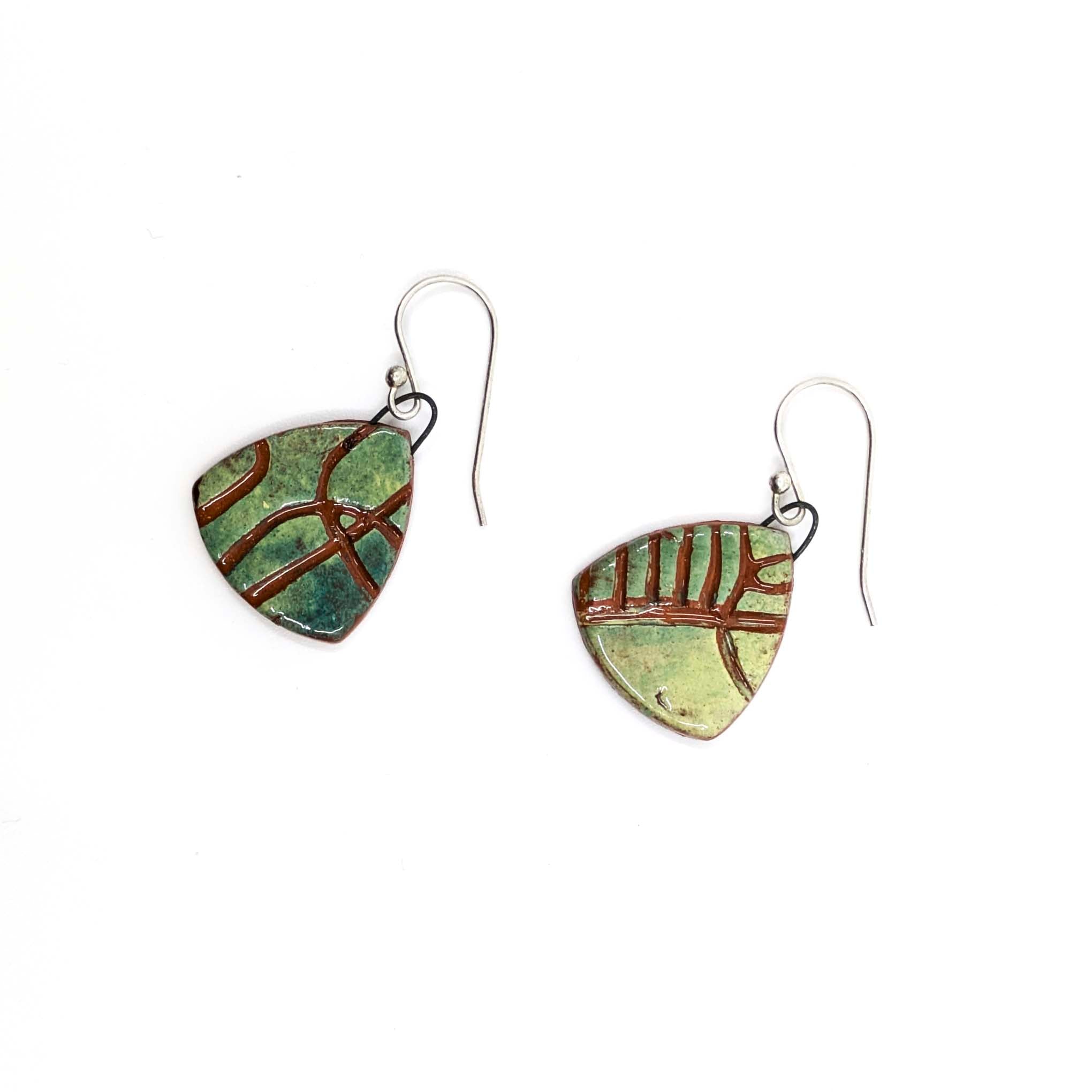 Medium Green Abstract Teardrop Earrings