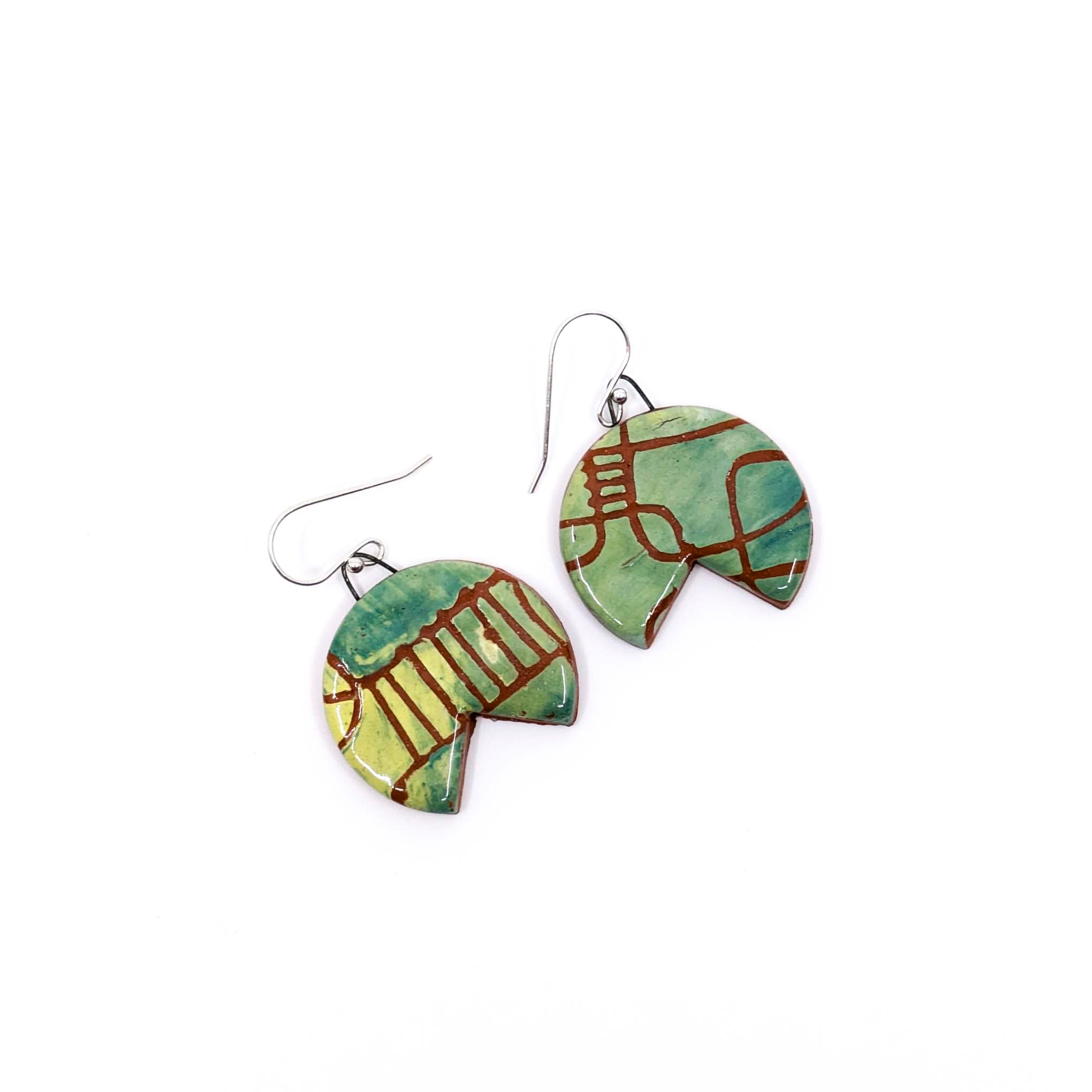Large Green Abstract Cutout Earrings