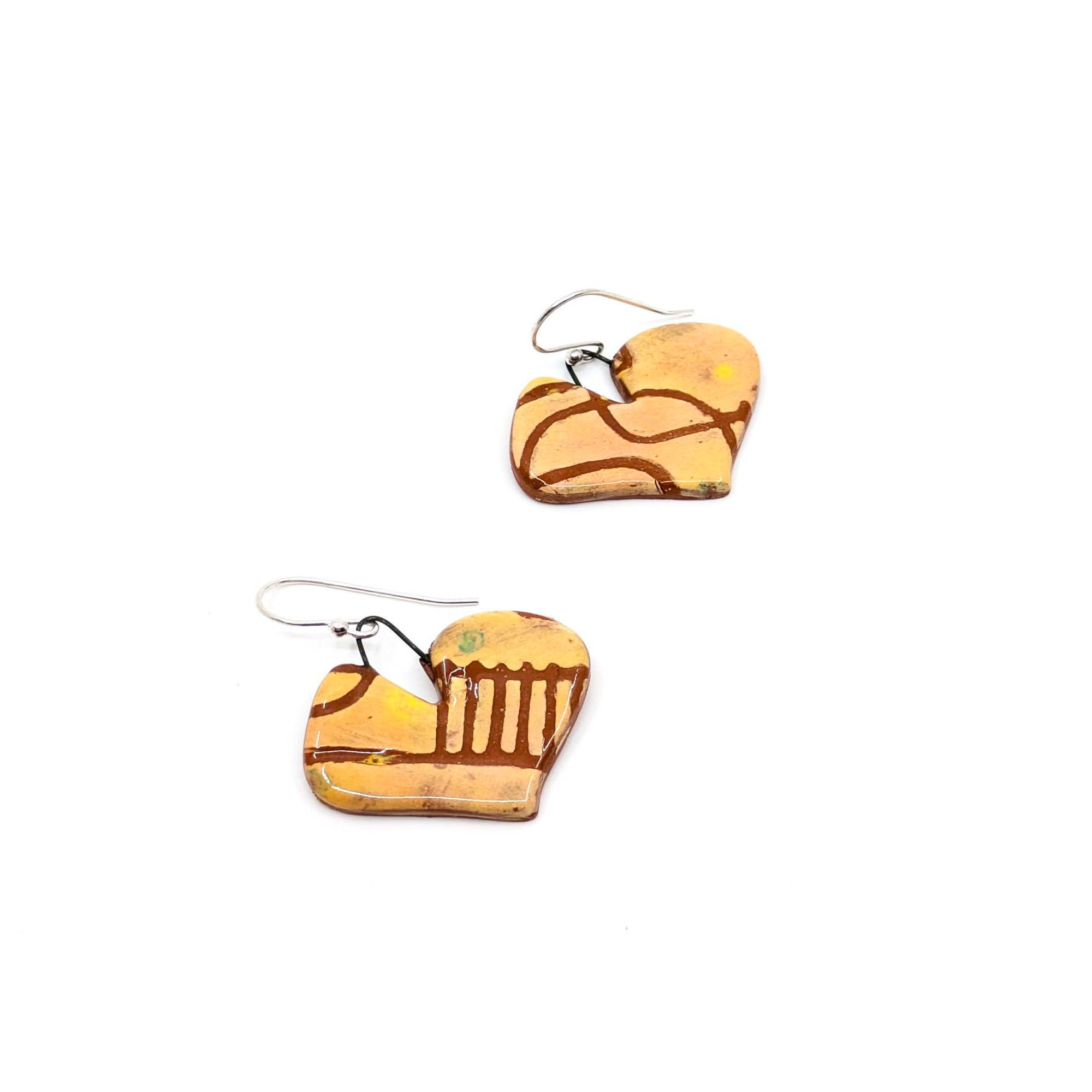 Medium Orange Abstract Heart Earrings