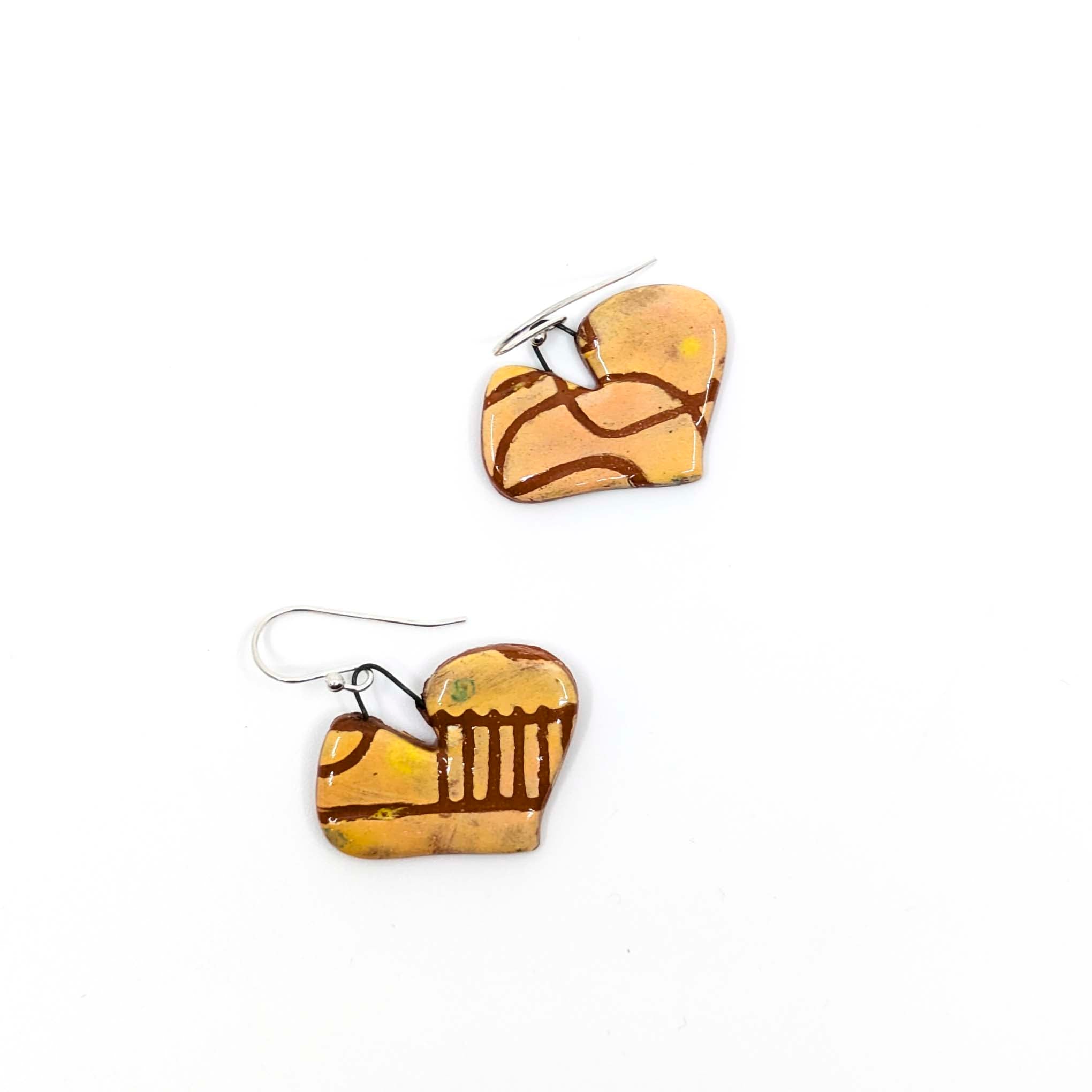 Medium Orange Abstract Heart Earrings