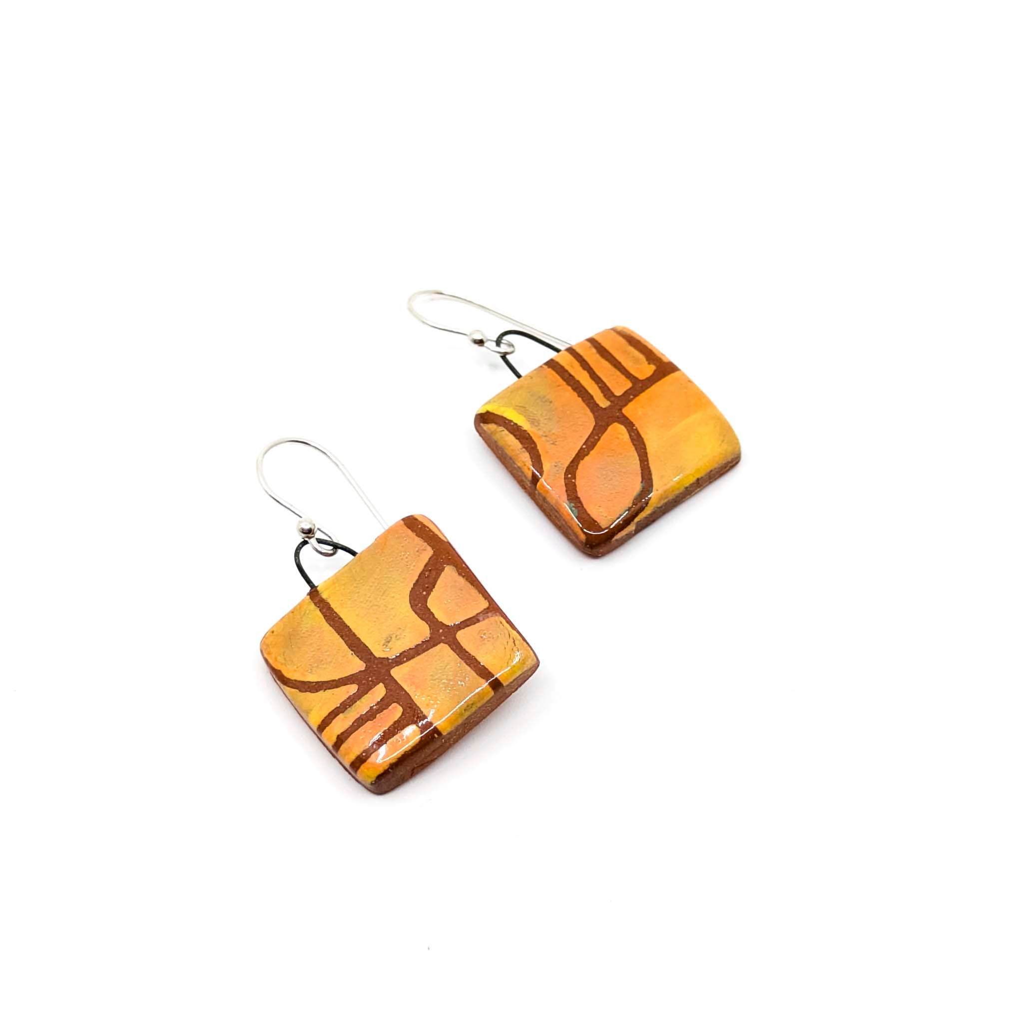 Medium Orange Abstract Earrings