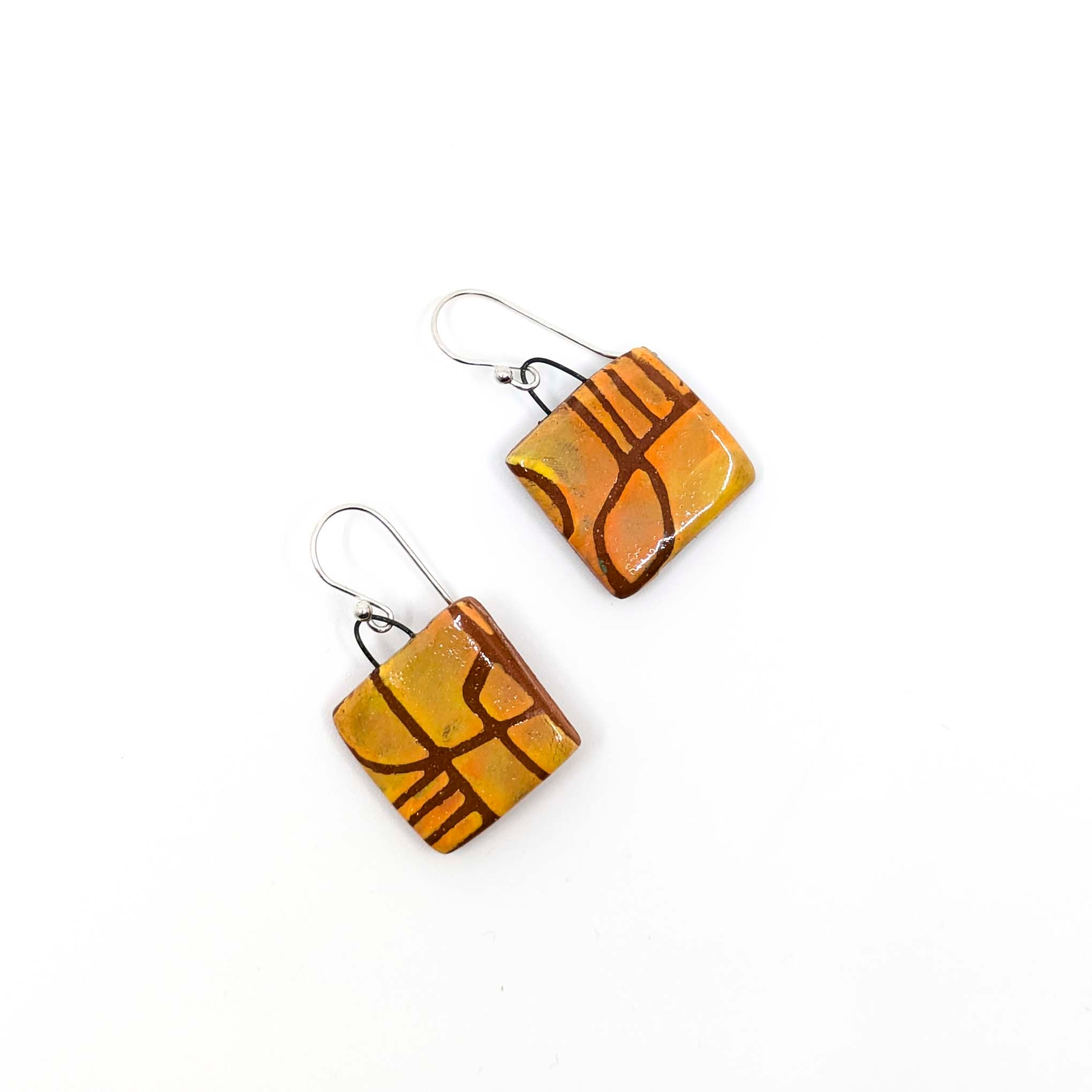 Medium Orange Abstract Earrings