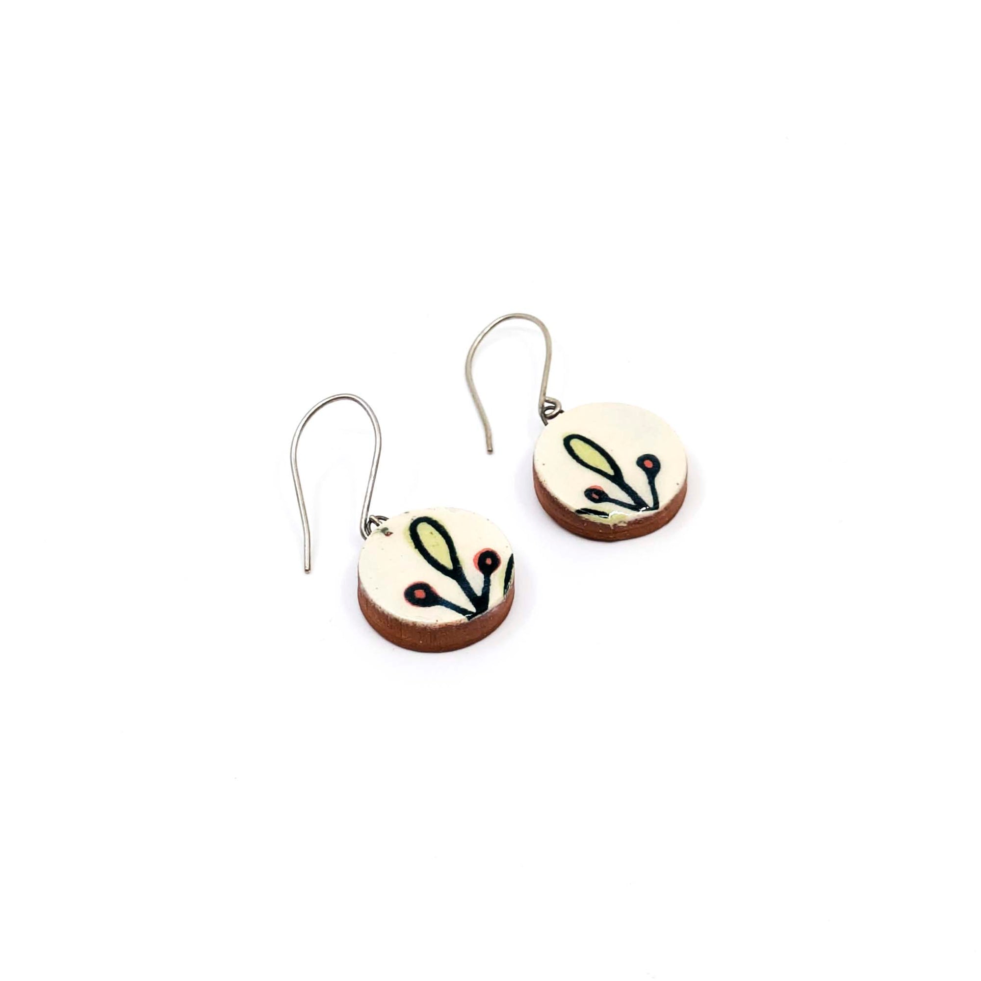 Round Leaf & Berry Earrings